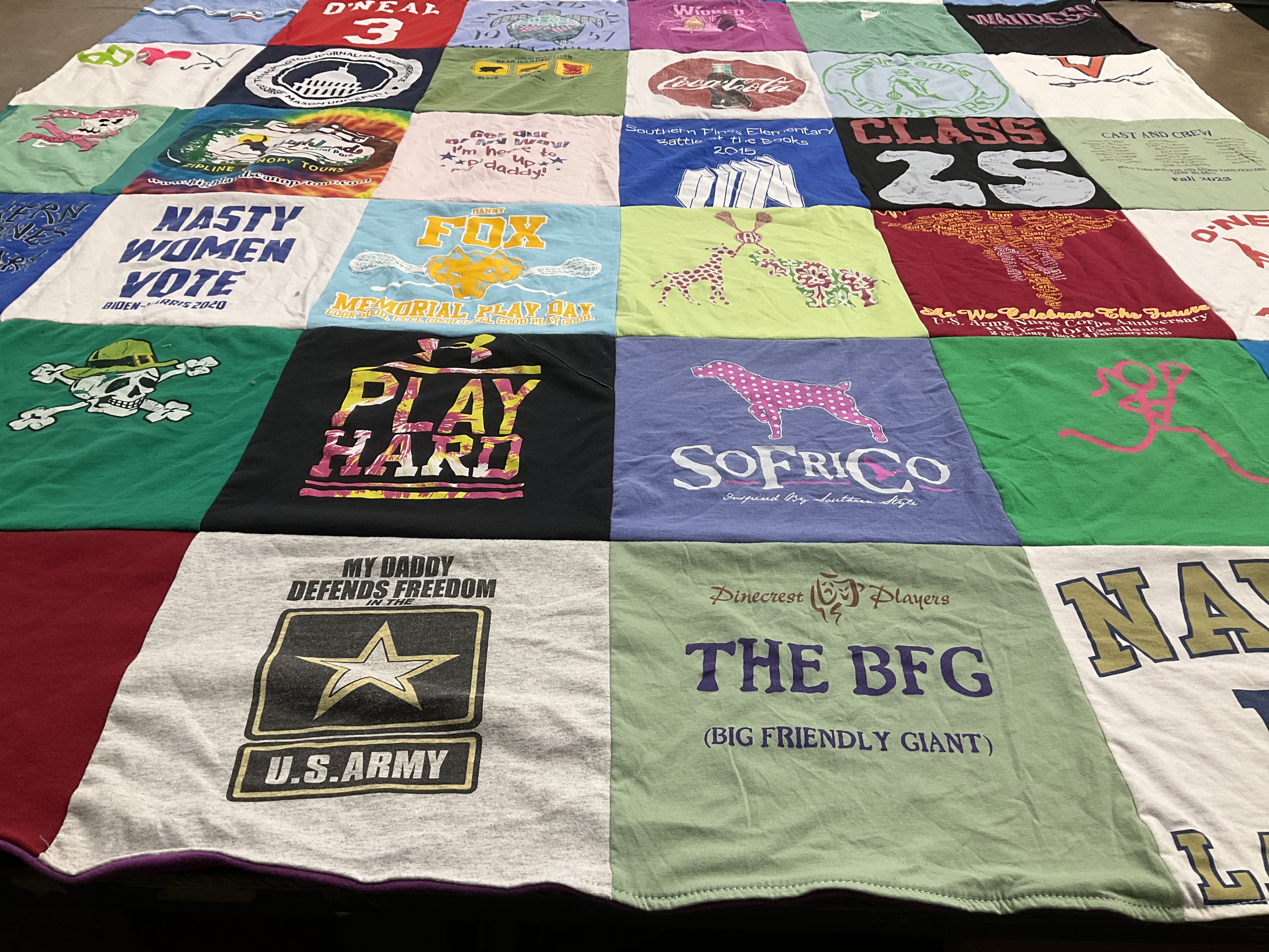 T-shirt quilt from southern pines elementary school by Celeste from VA