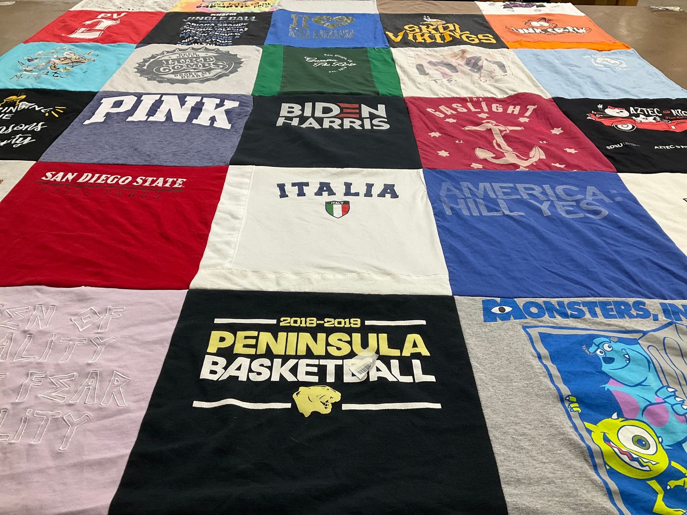 T-shirt quilt from san diego state university, peninsula basketball by Alison from CA