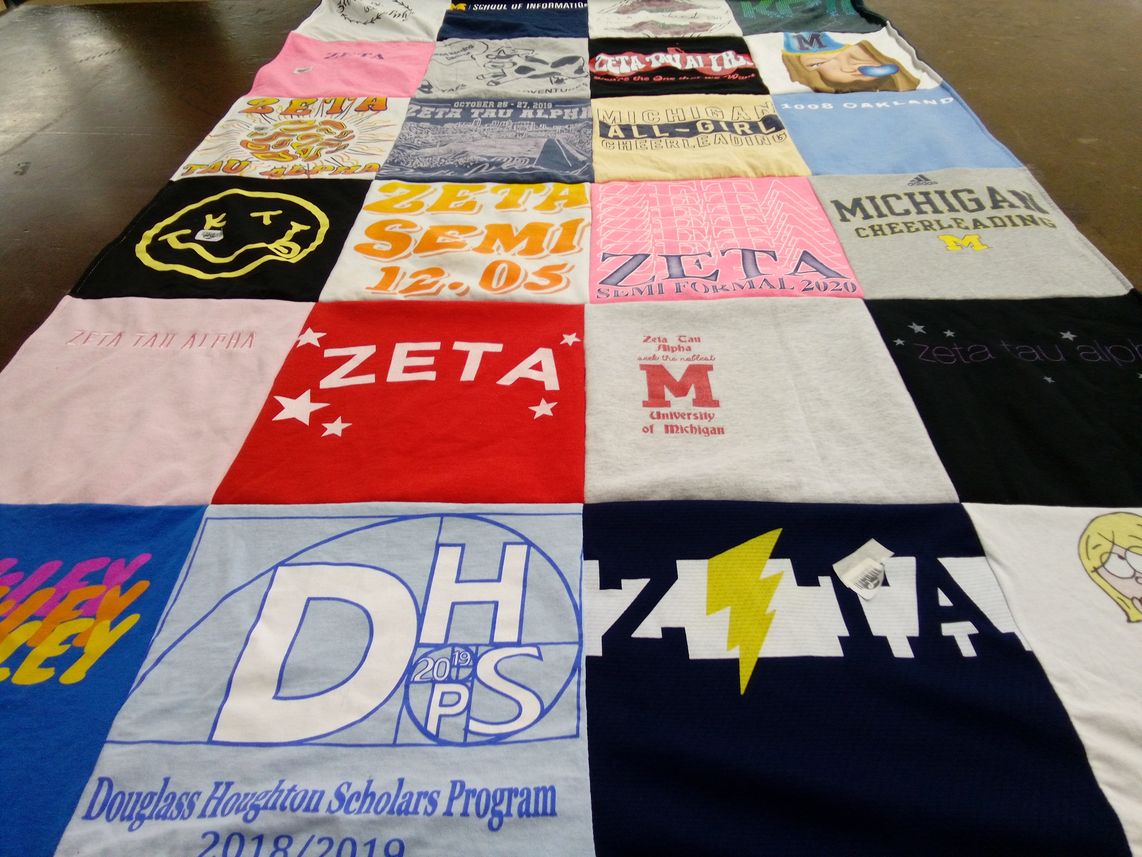 T-shirt quilt from university of michigan by Jocelyn from CT