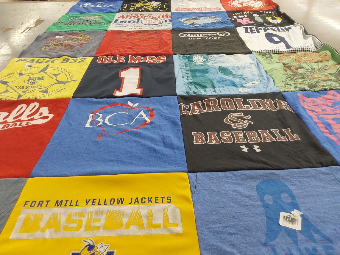 T-shirt quilt featuring fort mill yellow jackets baseball, ole miss baseball by Kristin from SC