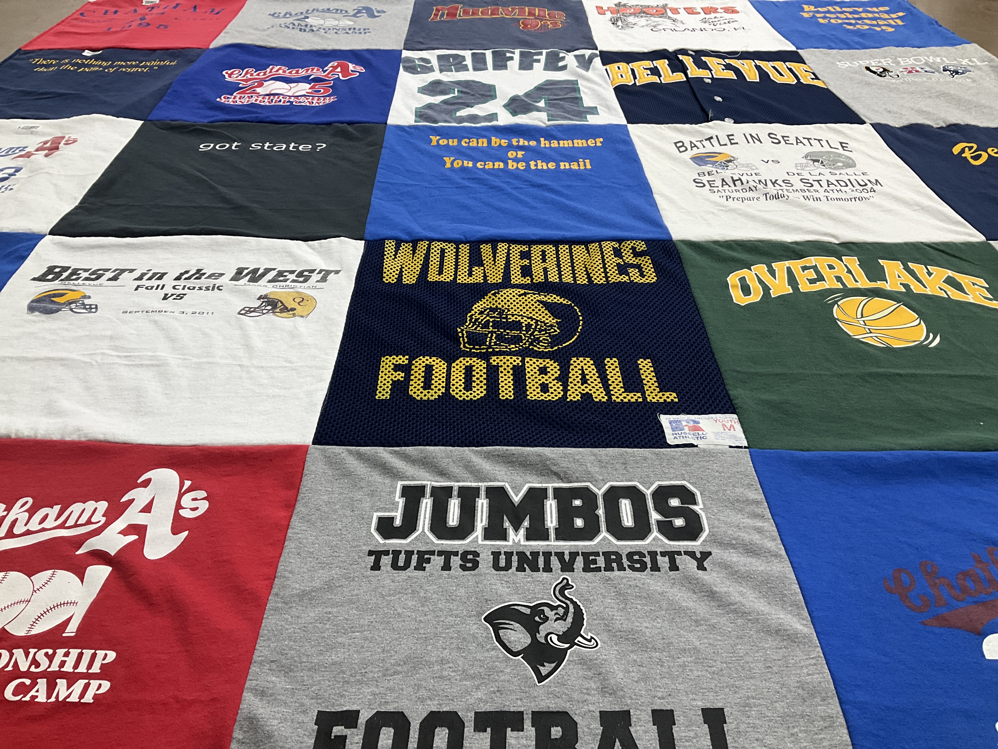 T-shirt quilt featuring wolverines football, overlake basketball by Thomas from FL