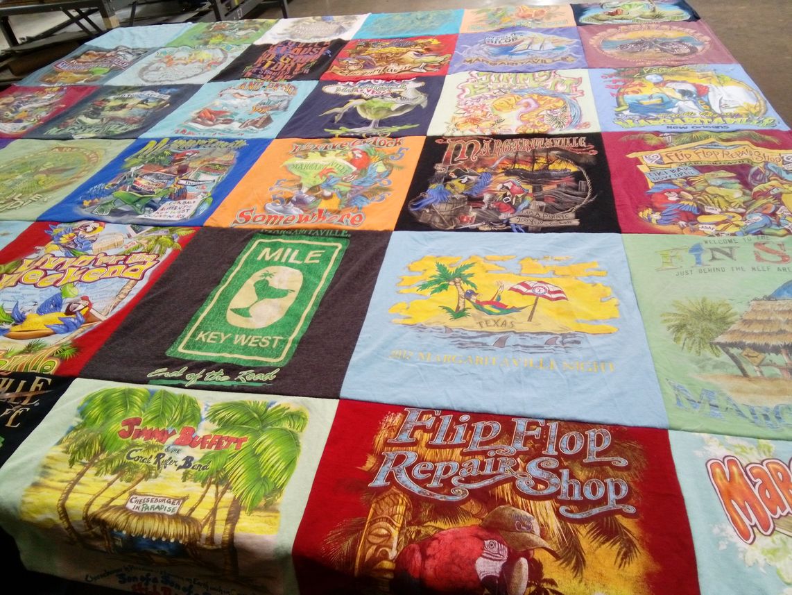 T-shirt quilt with beach, travel themes by Kimberly from TX