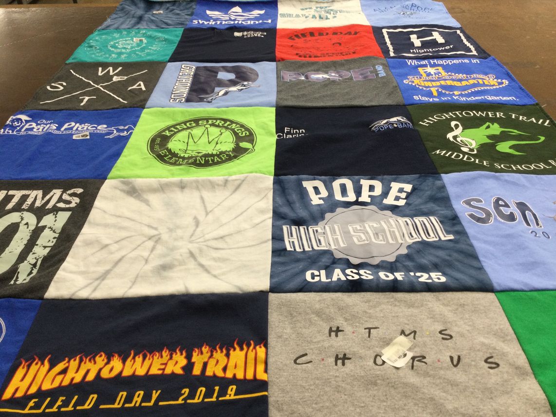 T-shirt quilt from pope high school, king springs elementary by Erinn from GA
