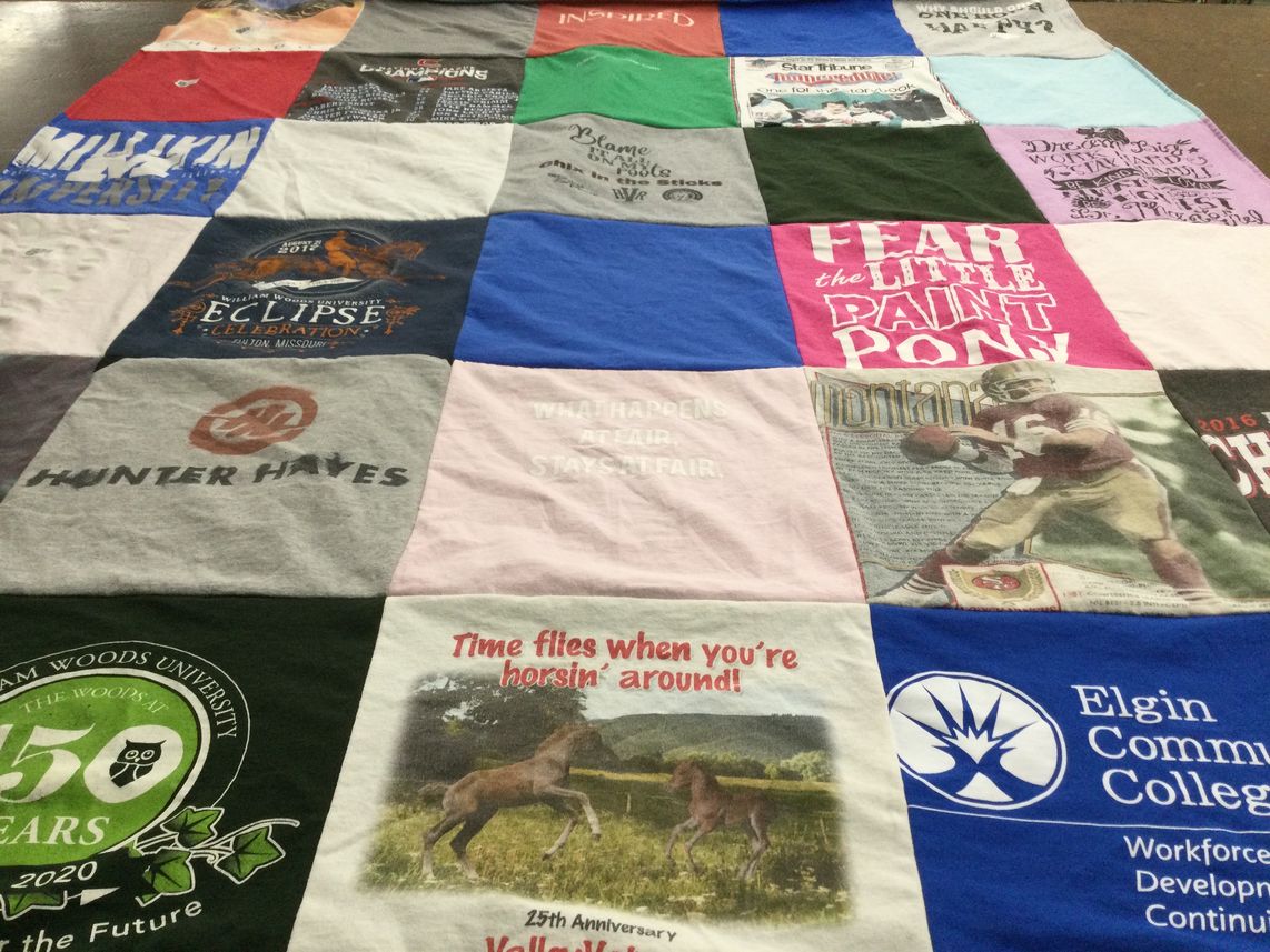 T-shirt quilt from millikin university, elgin community college by Gwen from IL