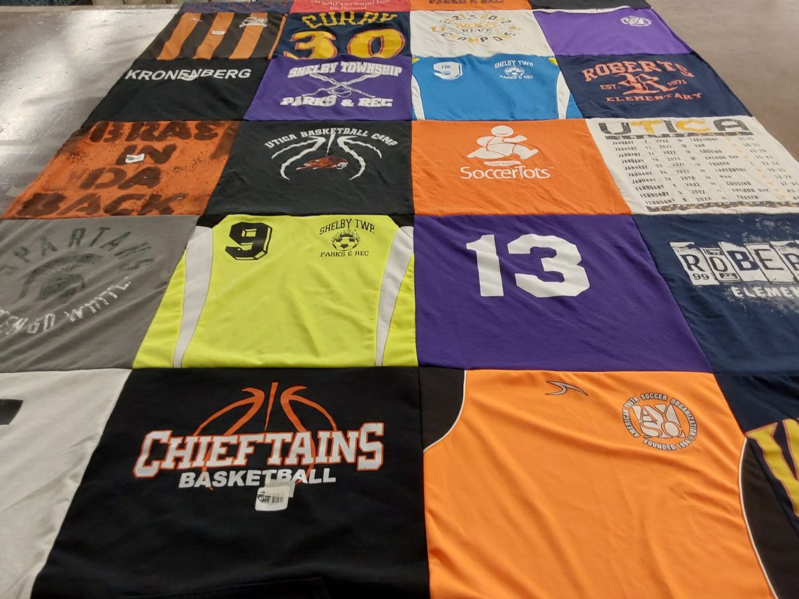T-shirt quilt featuring shelby township parks and recreation, chieftains basketball by C from MI