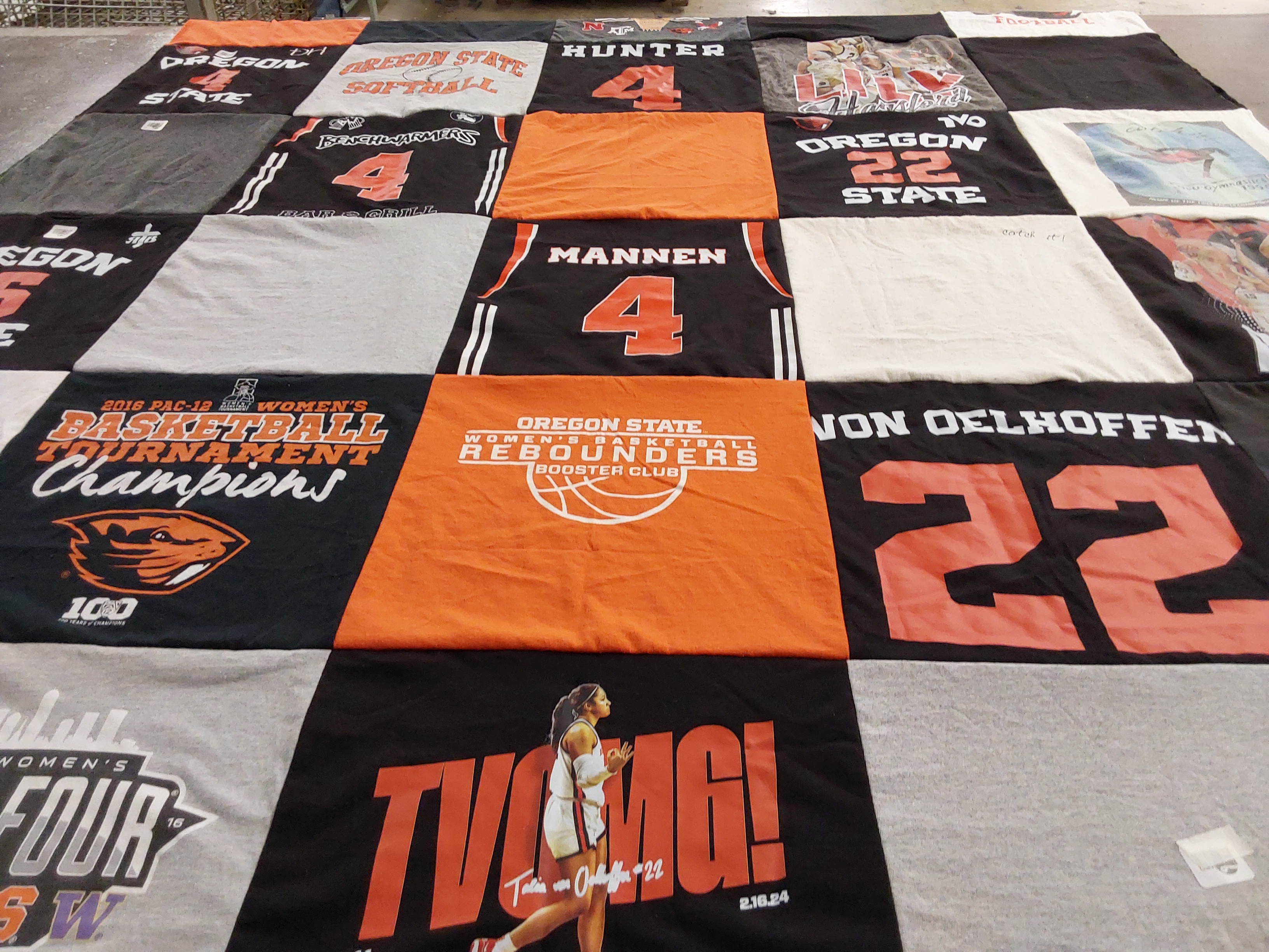 T-shirt quilt featuring oregon state university women's basketball, oregon state university softball by Christine from OR