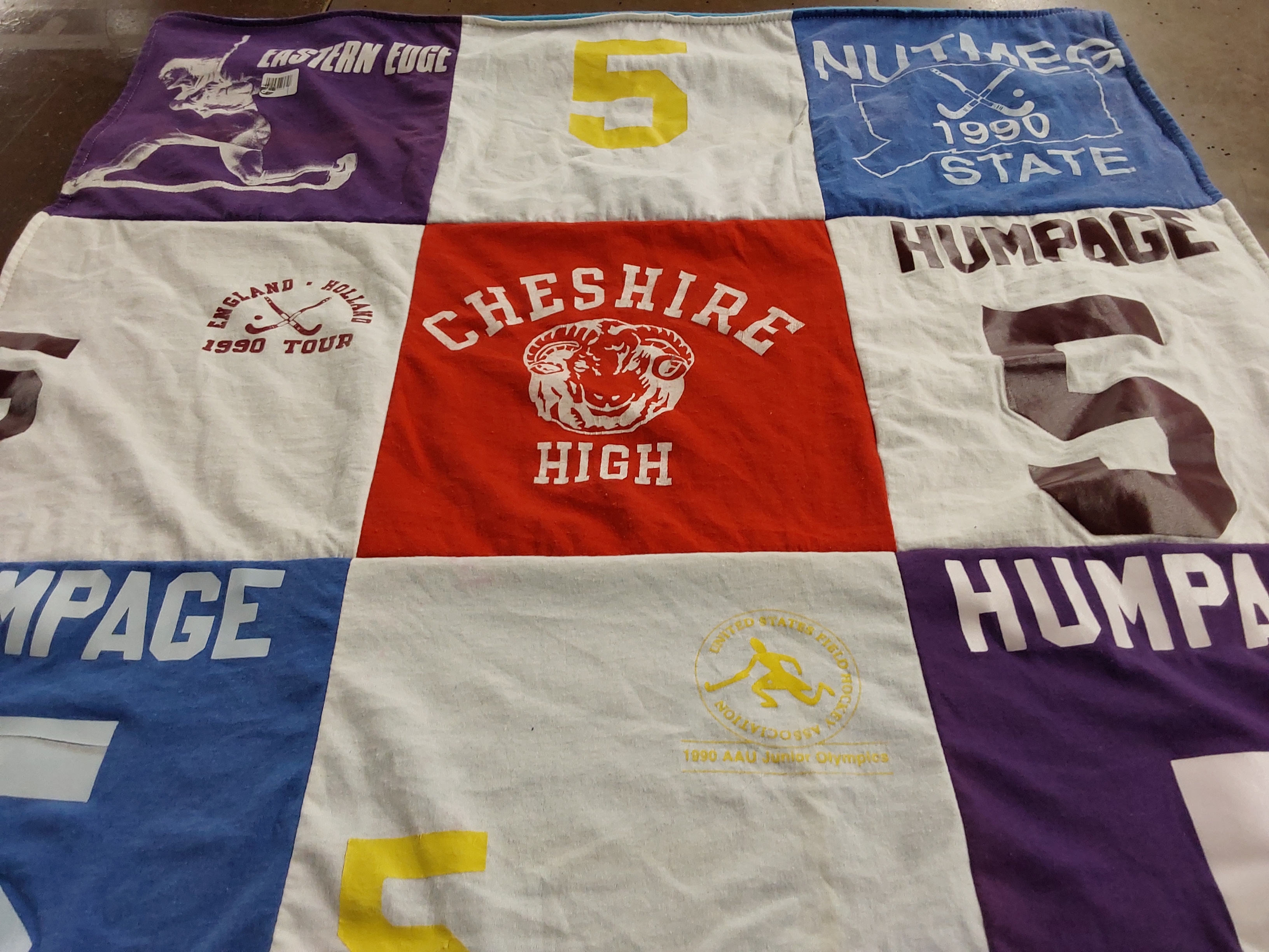 T-shirt quilt from cheshire high school by Bob & Mary from CT