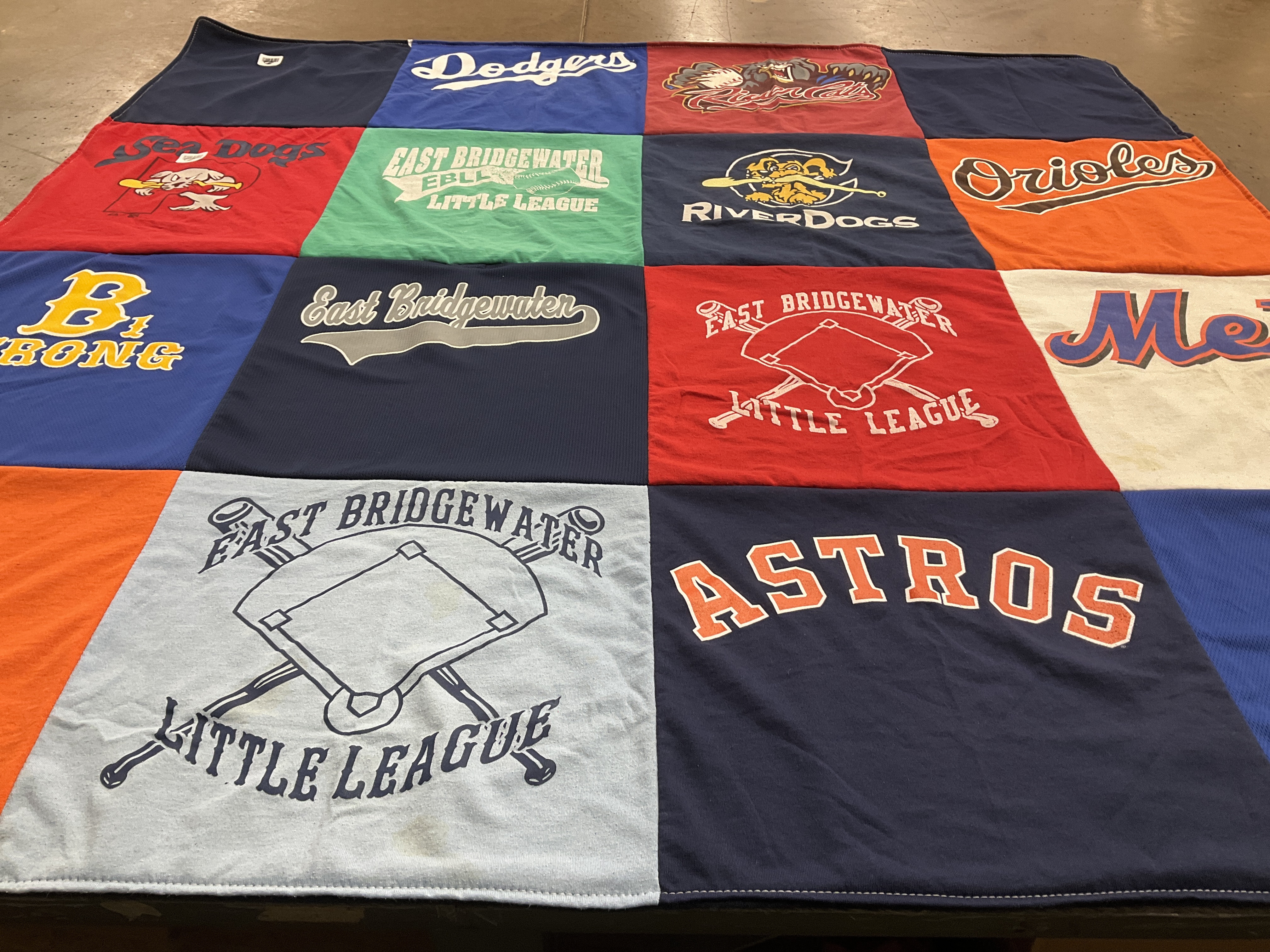 T-shirt quilt with baseball, sports themes by Michelle from MA