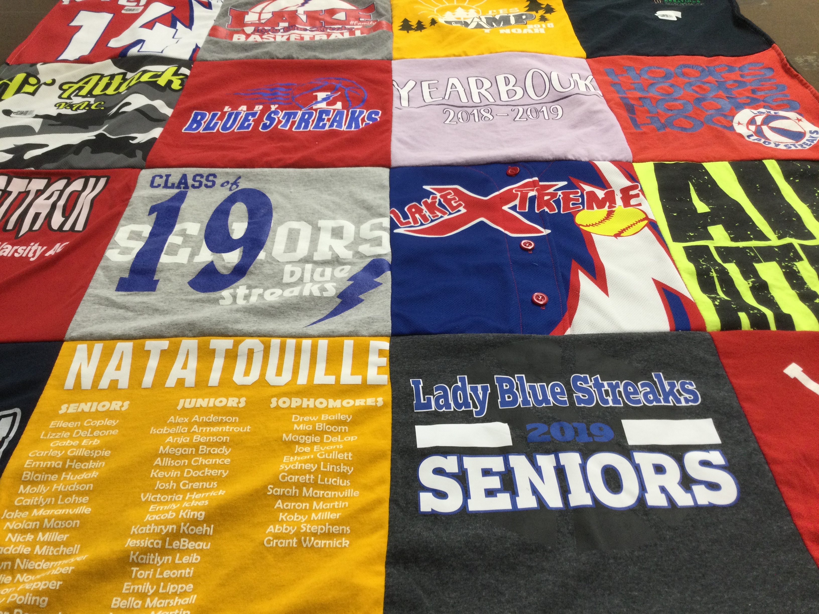 T-shirt quilt featuring lady blue streaks softball by Laurie from OH