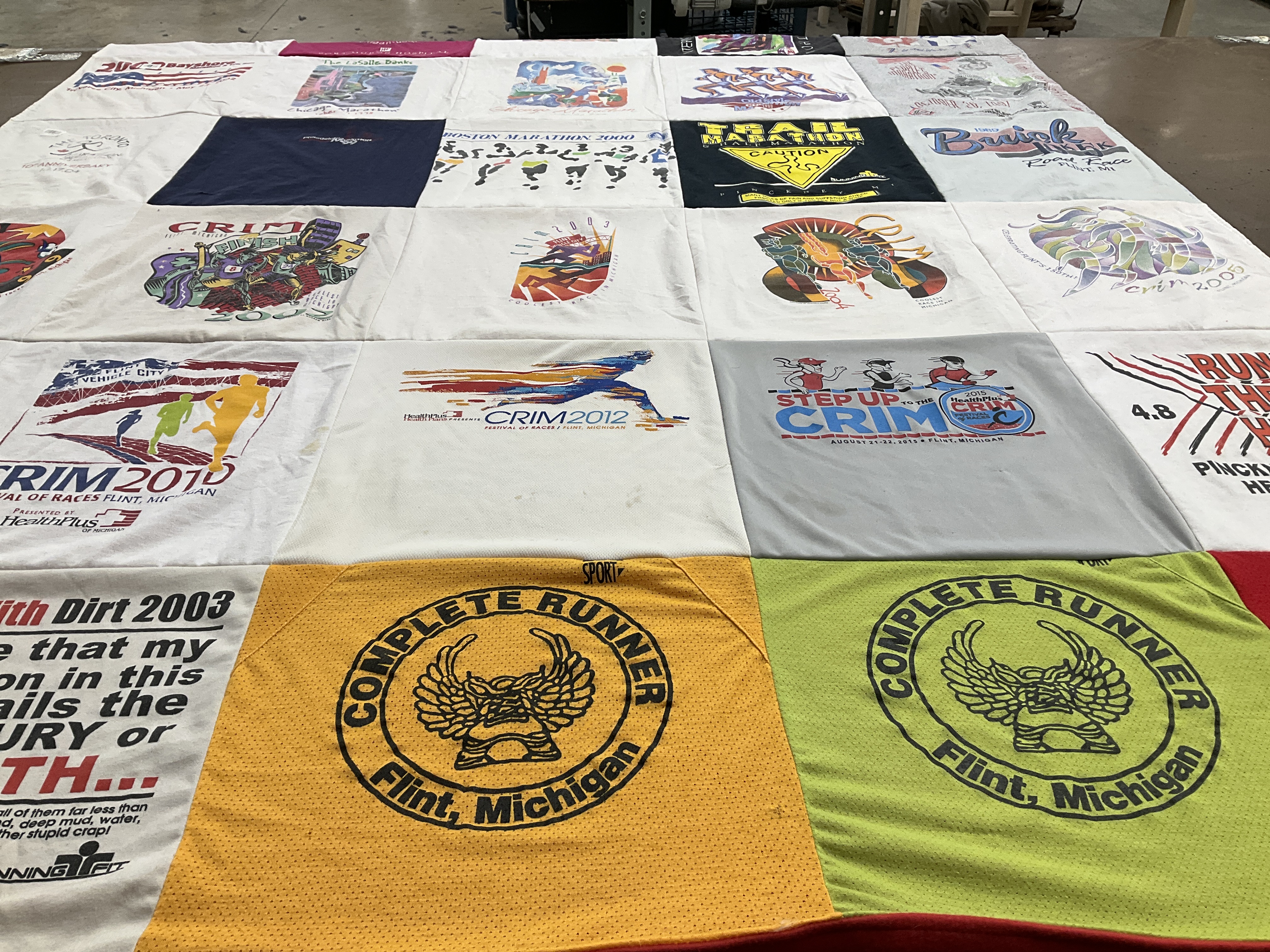 T-shirt quilt with running, marathons themes by Mark from MI