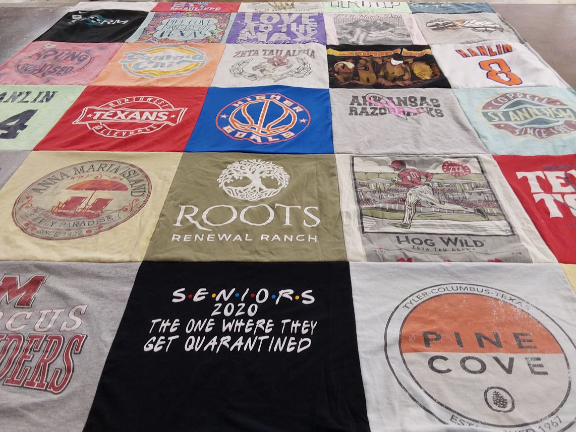 T-shirt quilt featuring arkansas razorbacks basketball, texas longhorns basketball by Kim from TX