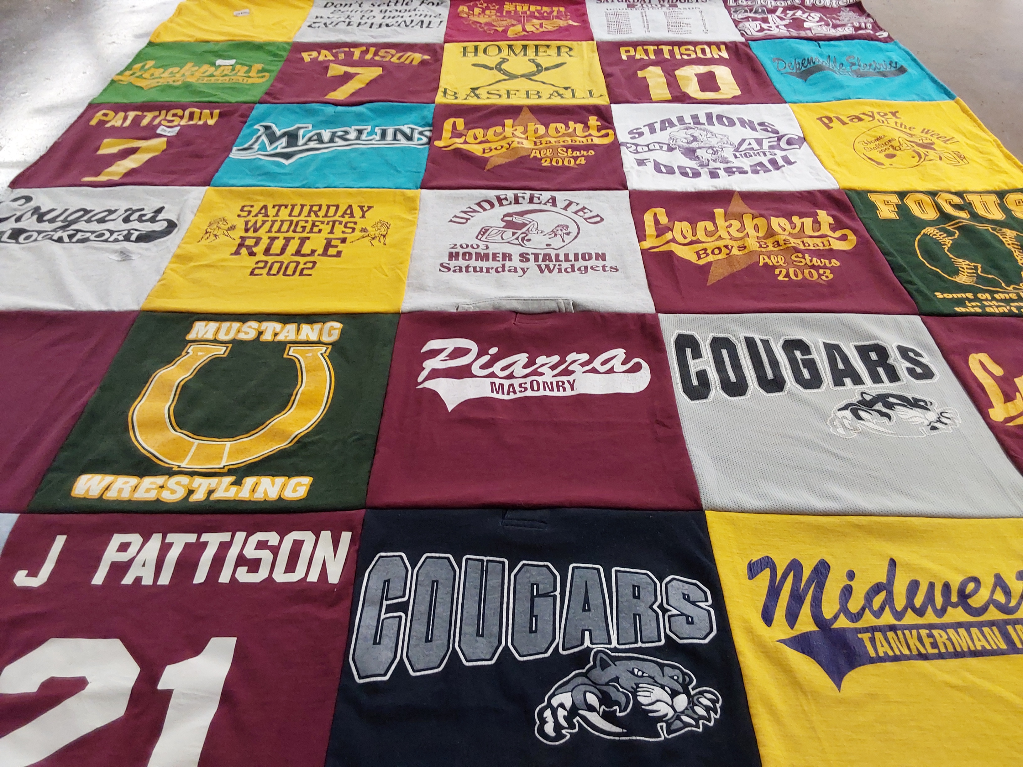 T-shirt quilt featuring cougars, mustangs by Kimberly from IL