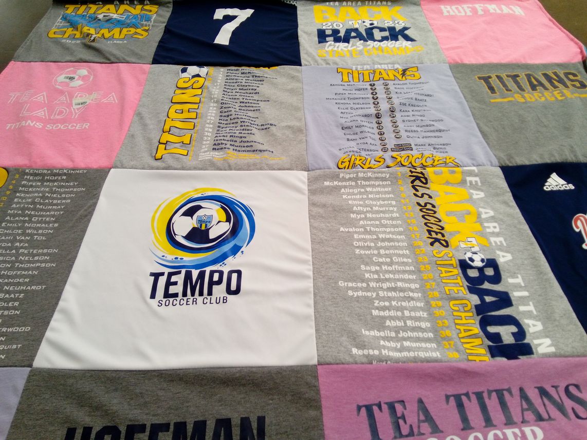T-shirt quilt featuring tea titans girls soccer by Karen from SD