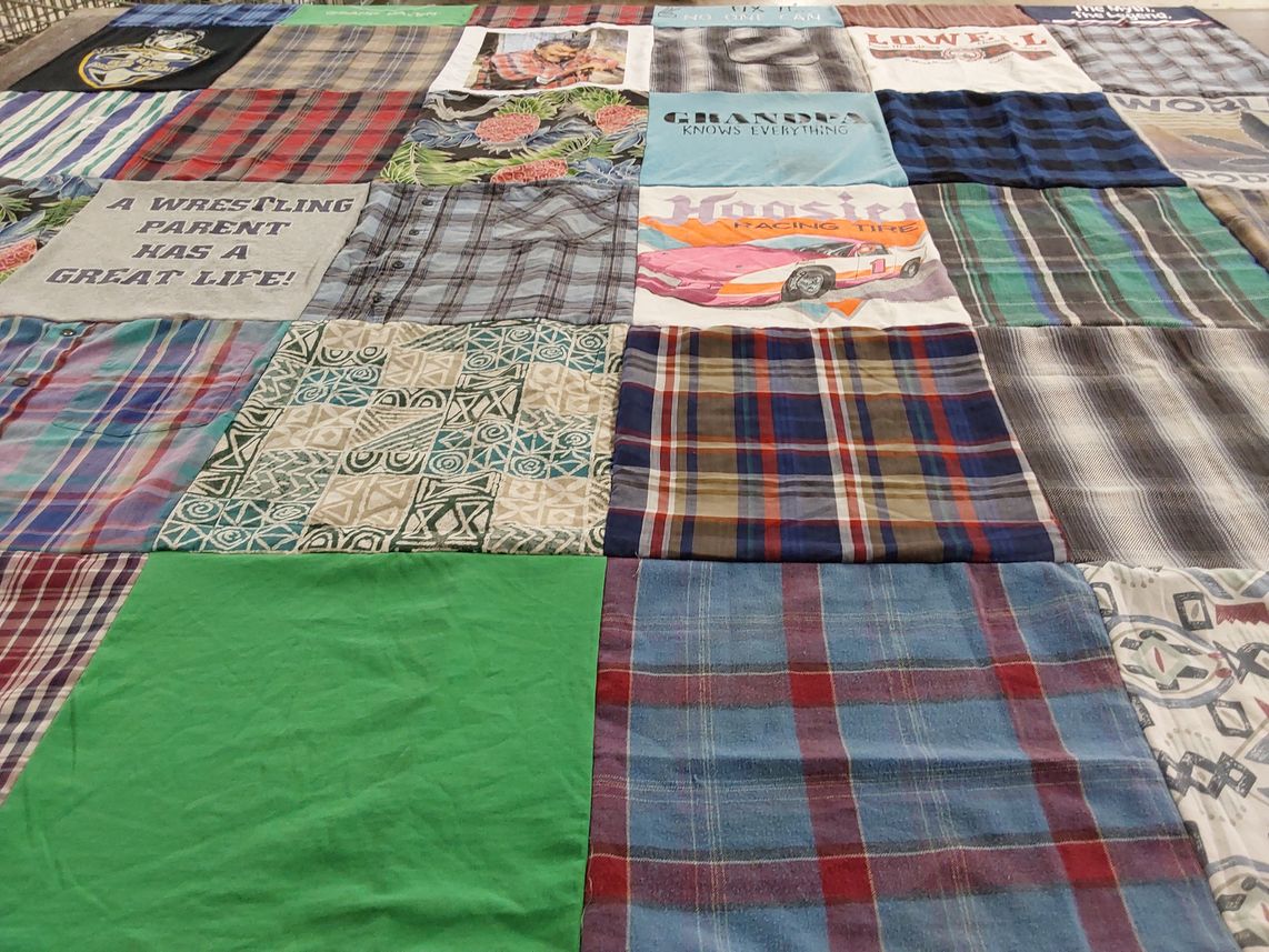 T-shirt quilt with wrestling, family themes by Jerrica from MI