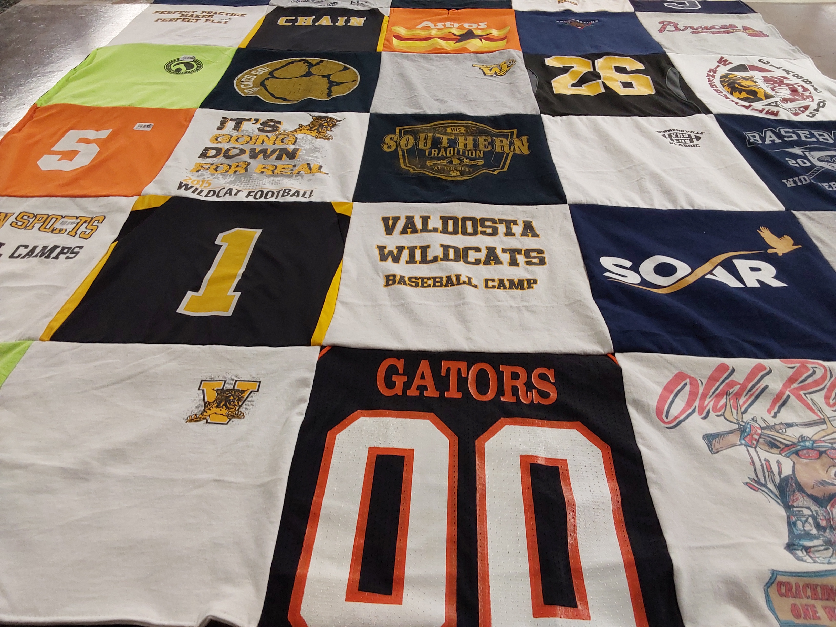 T-shirt quilt featuring valdosta wildcats, gators by Candace from GA