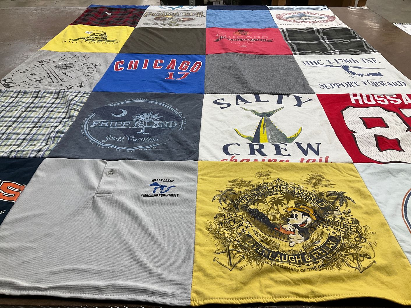 T-shirt quilt with travel, disney themes by Bridget M from IL