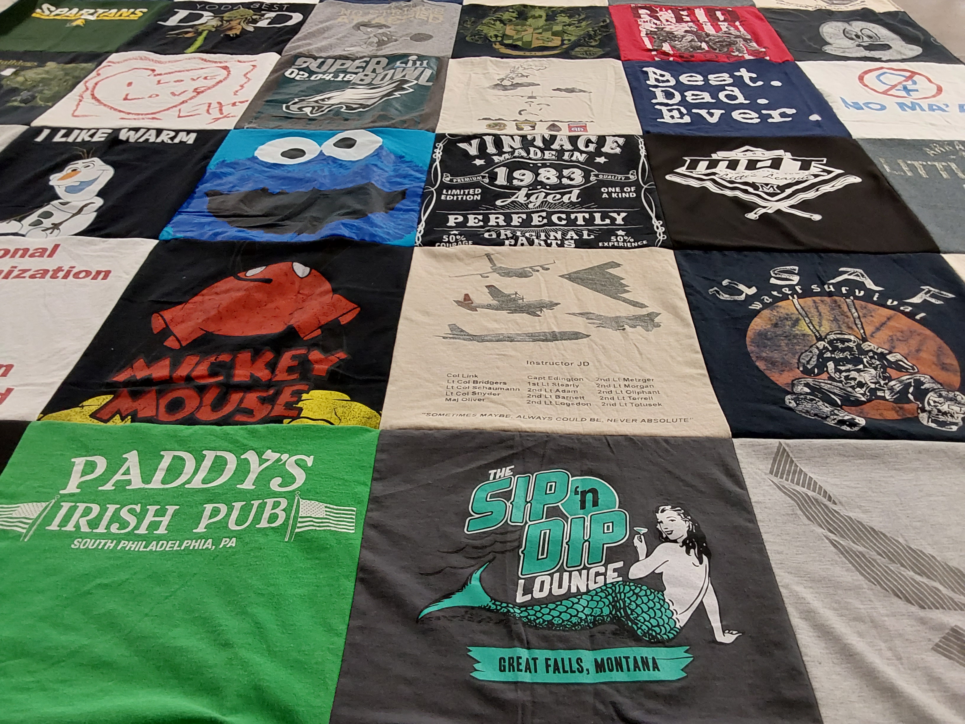 T-shirt quilt with sports, drinking culture themes by joseph from DE