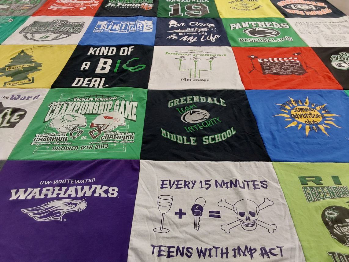 T-shirt quilt featuring warhawks by Pam from WI