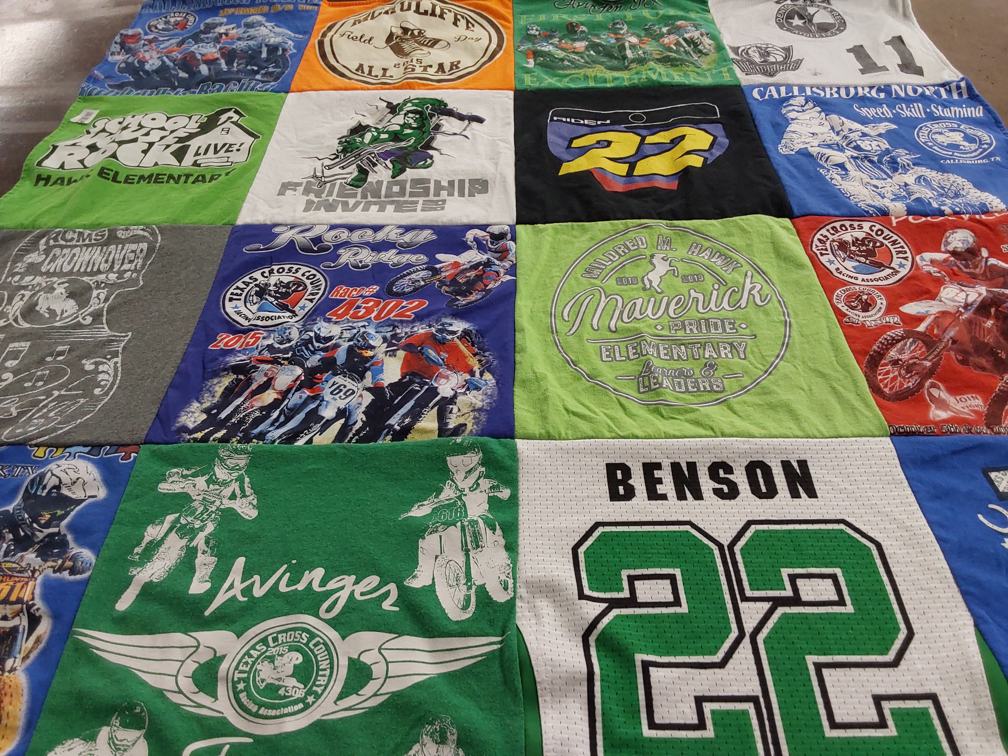 T-shirt quilt from maverick elementary school by Nicole from TX