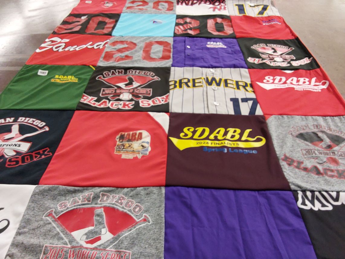 T-shirt quilt with baseball themes by Lisa from CA