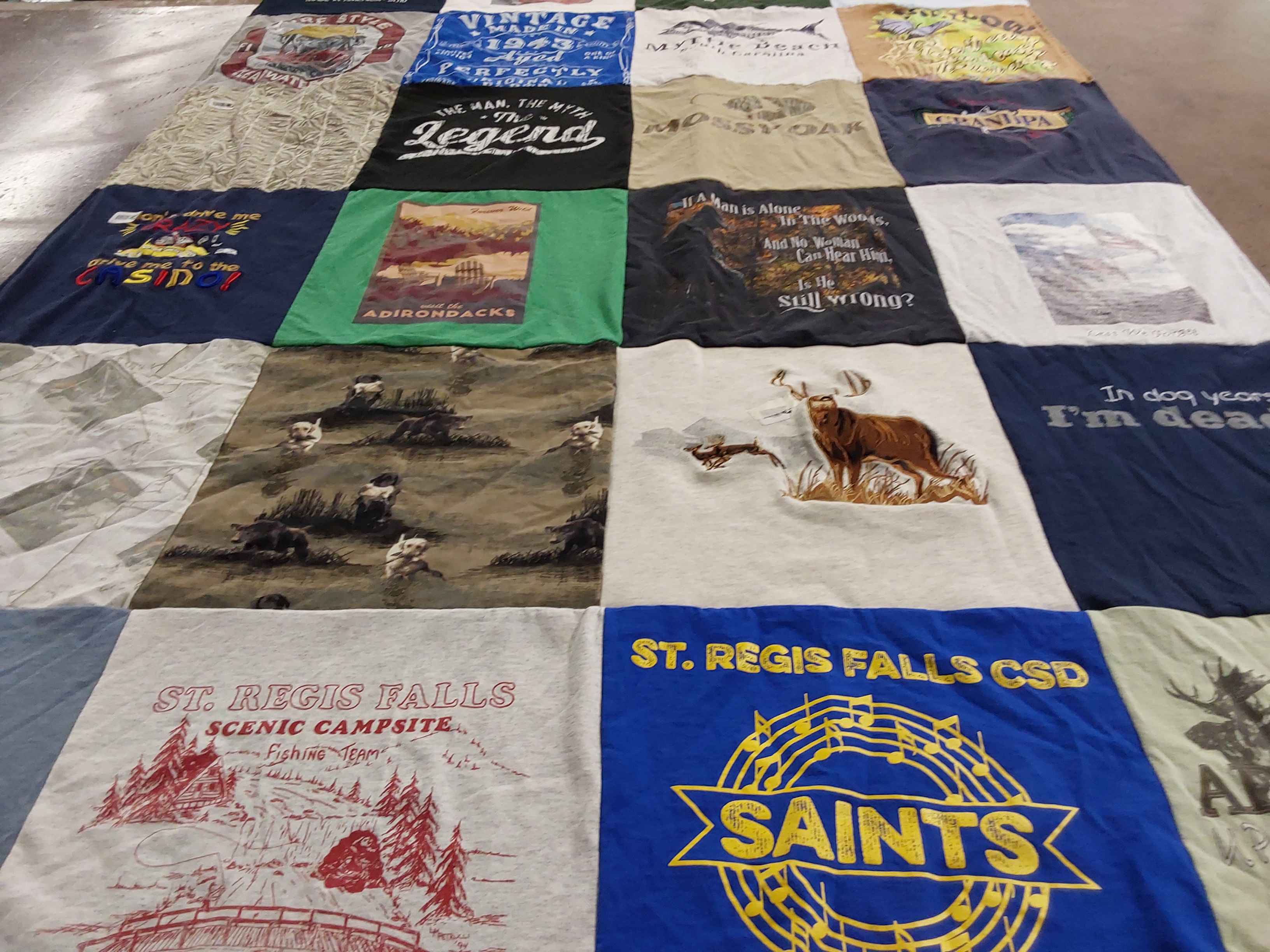 T-shirt quilt featuring saints by Jeane from NY