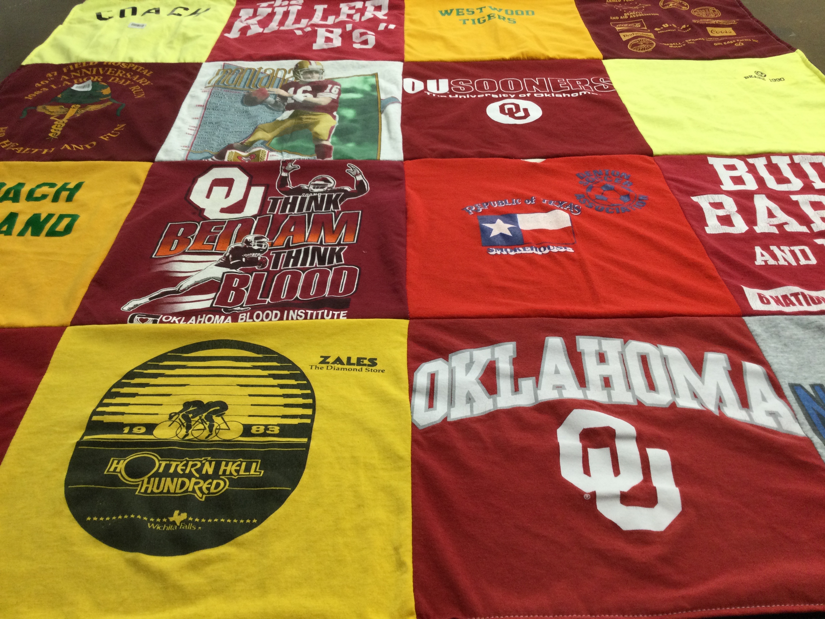 T-shirt quilt featuring oklahoma sooners by Nora from FL