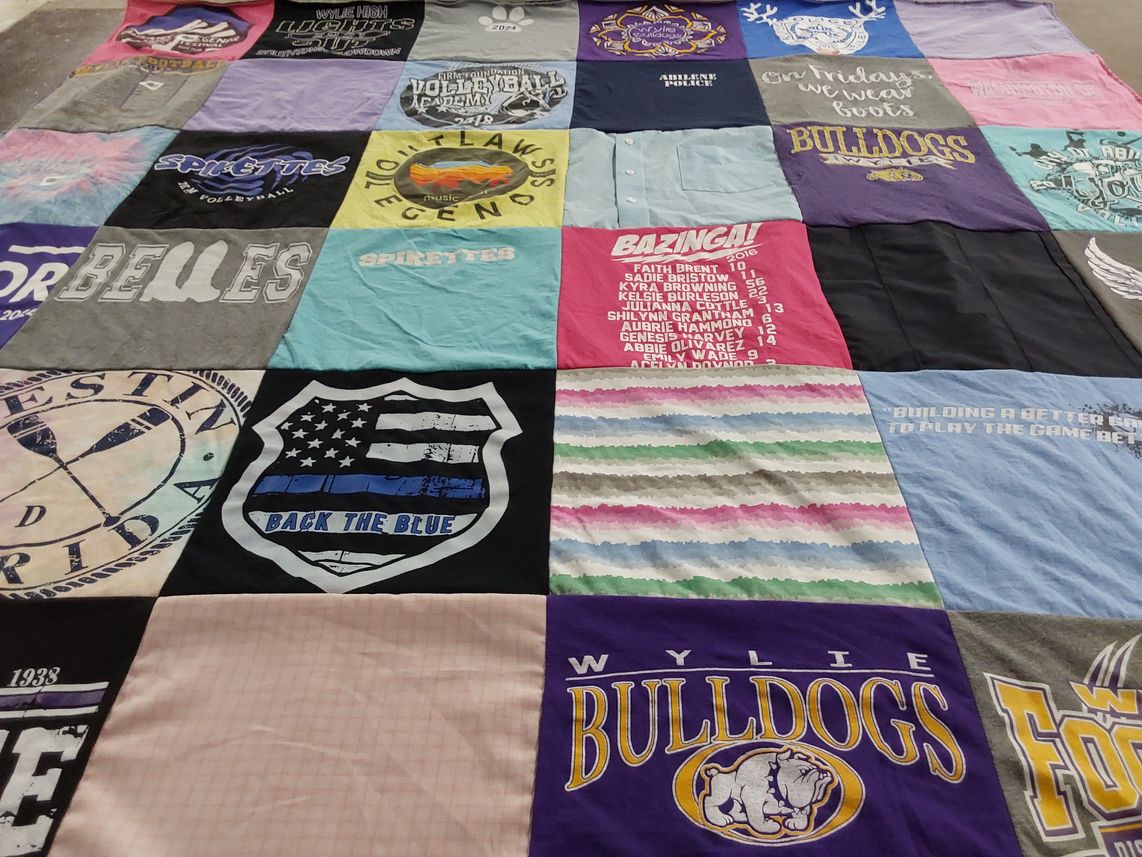T-shirt quilt featuring bulldogs, spikettes by Lindsay from TX
