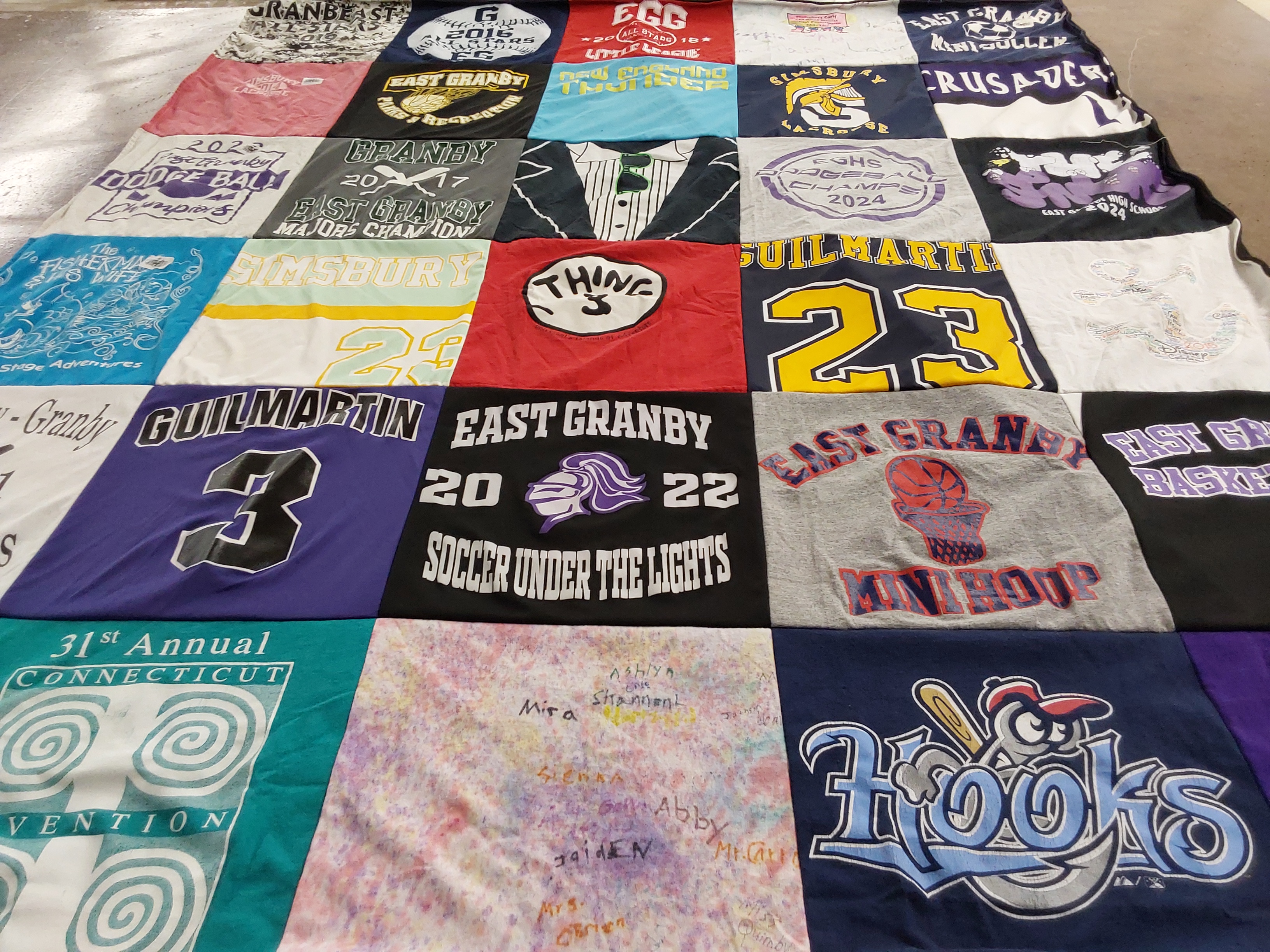 T-shirt quilt featuring east granby basketball, east granby soccer by Jen from CT