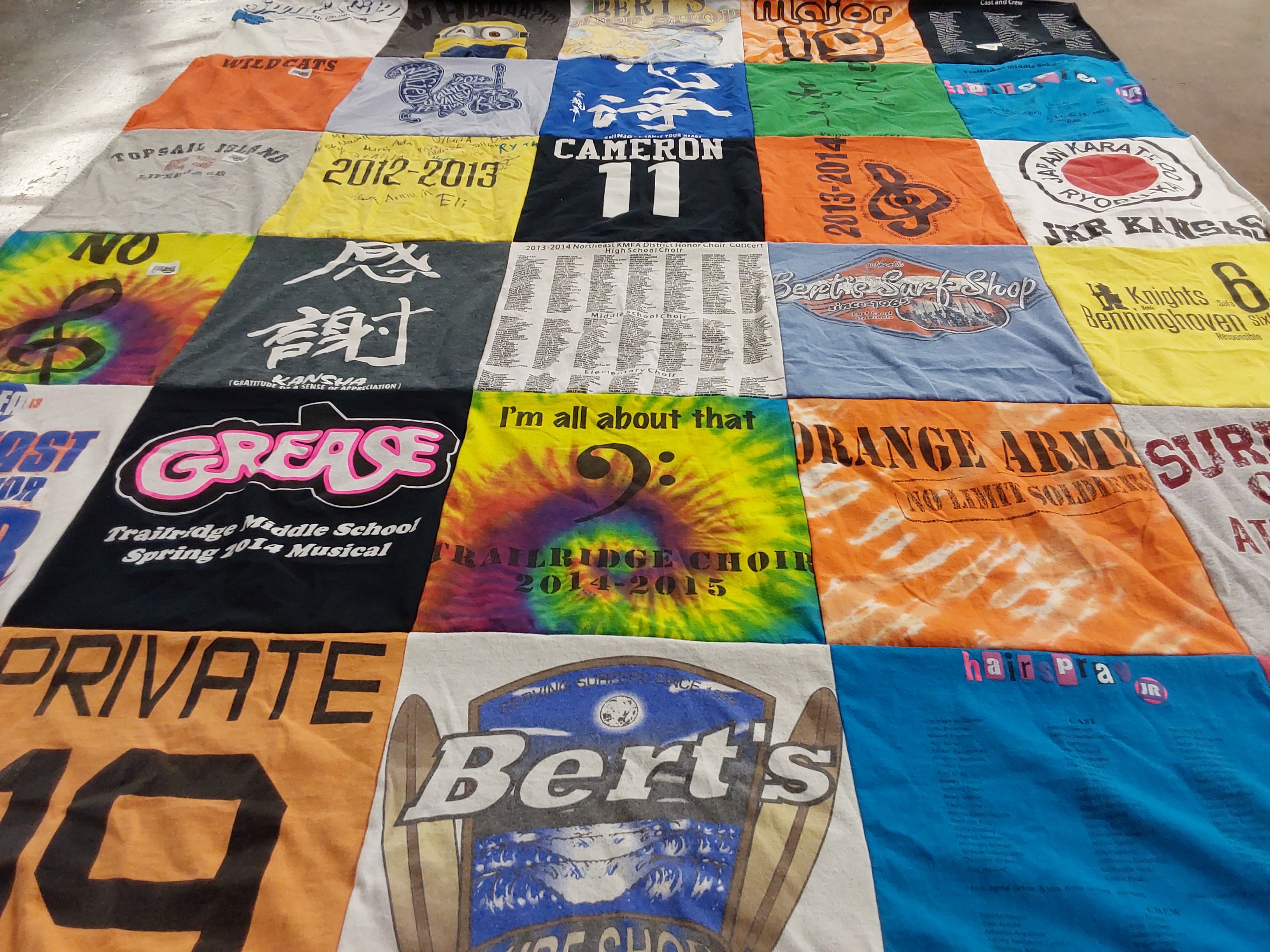 T-shirt quilt from trailridge middle school by Christa from KS