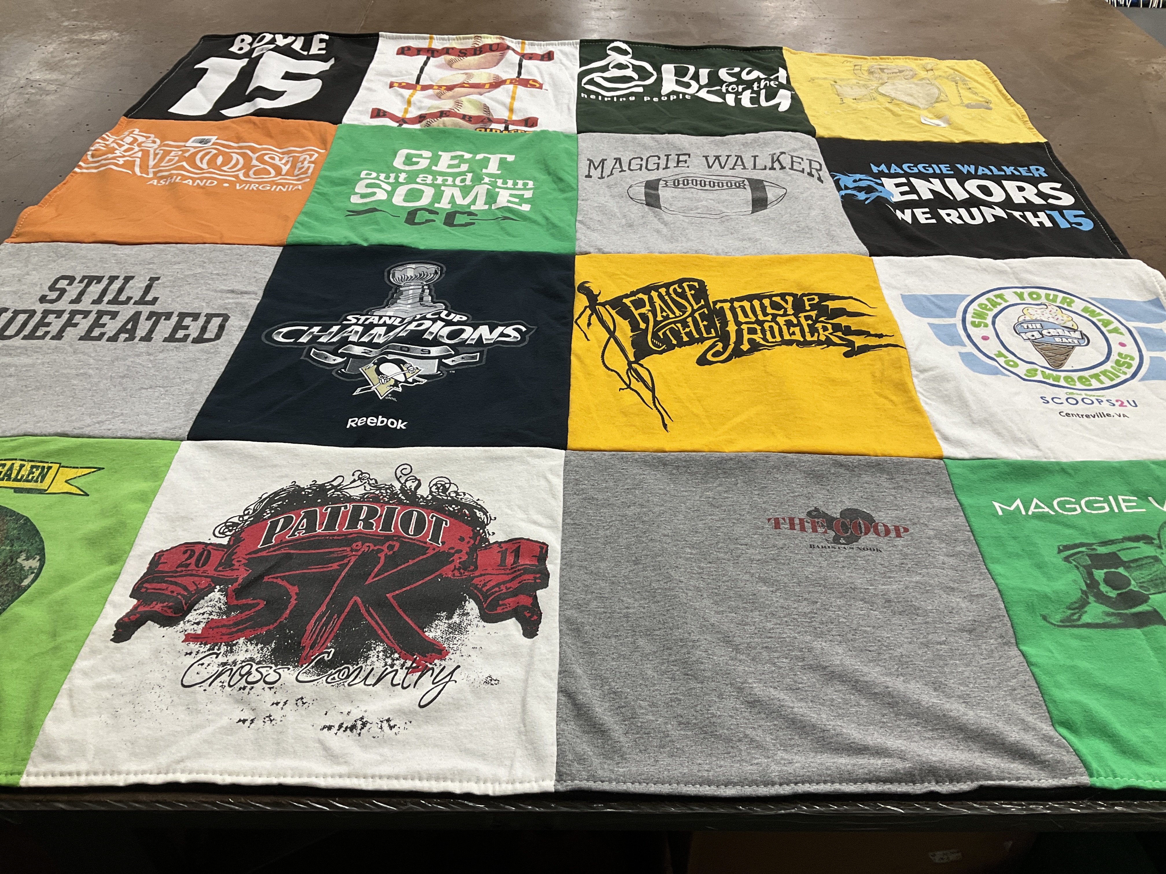 T-shirt quilt featuring patriot cross country by Russell from VA