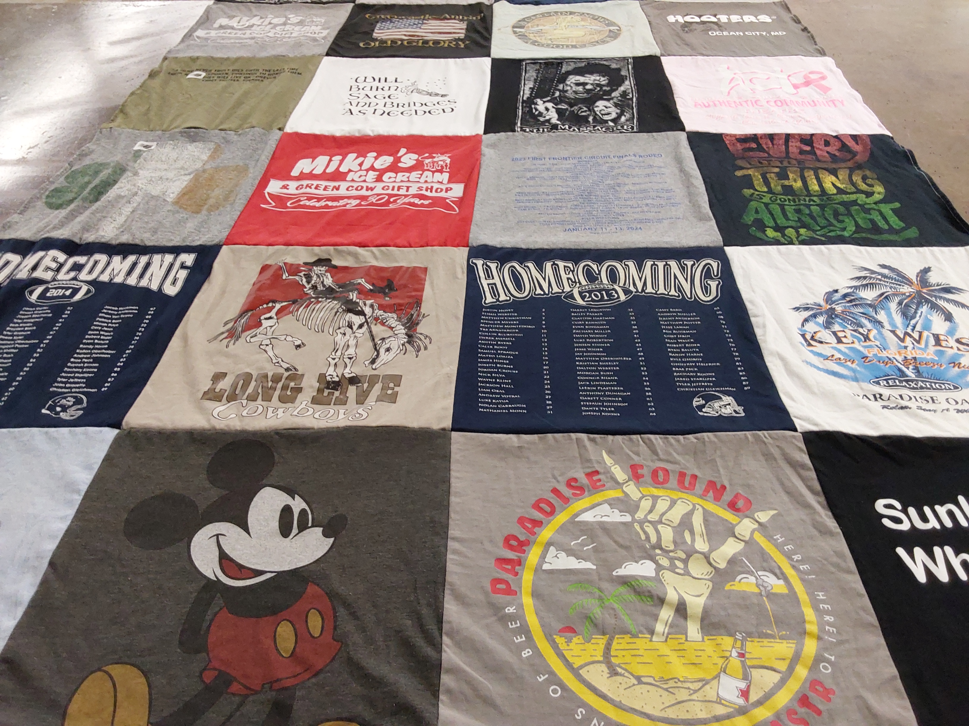 T-shirt quilt from school 2014, school 2013 by Miranda from PA
