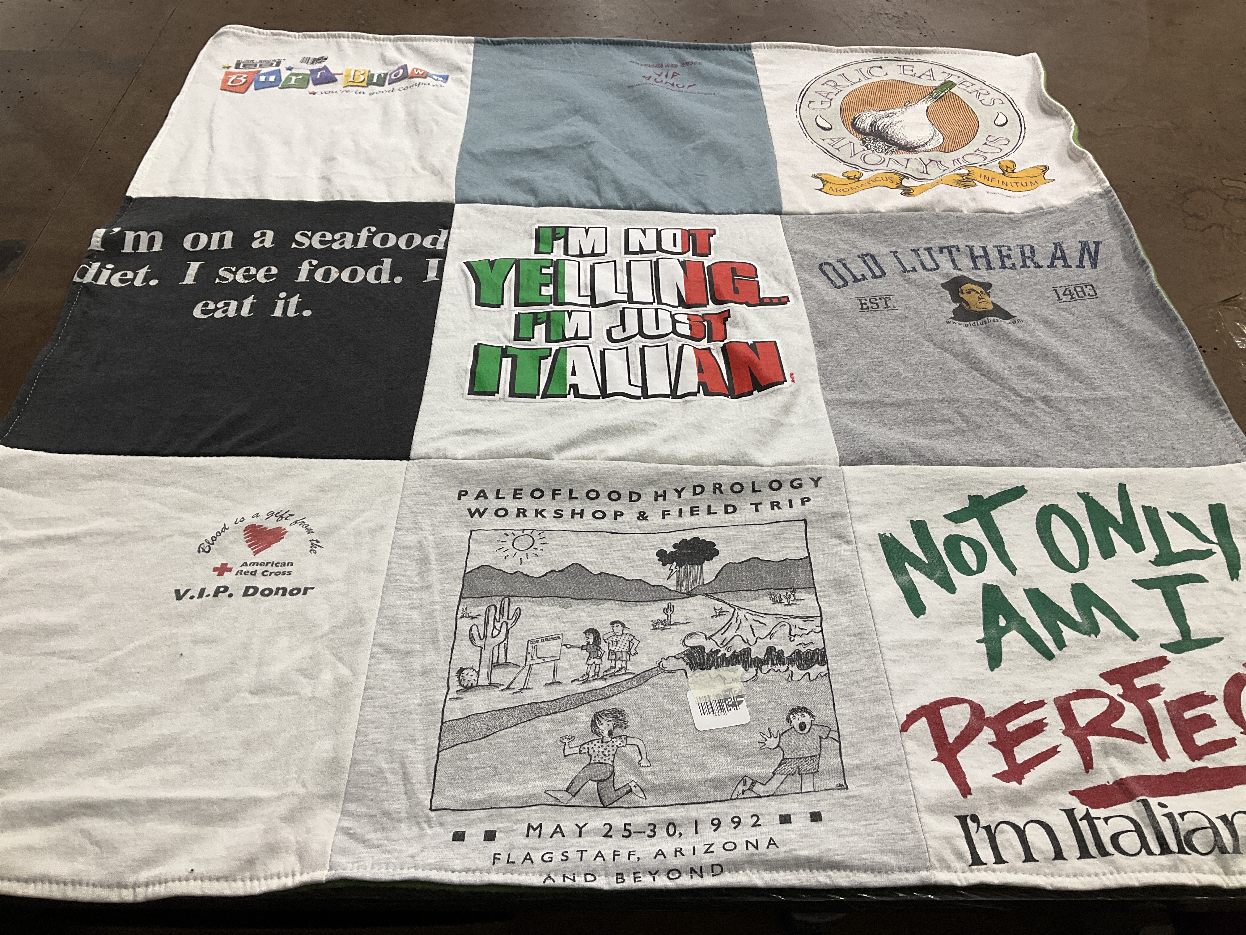T-shirt quilt with cooking, italian culture themes by Gayle from AZ