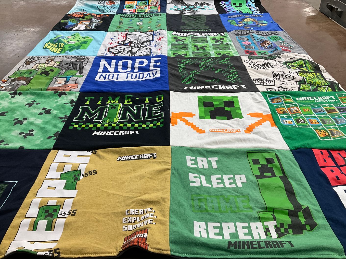 T-shirt quilt with gaming, video games themes by Lauren from MD