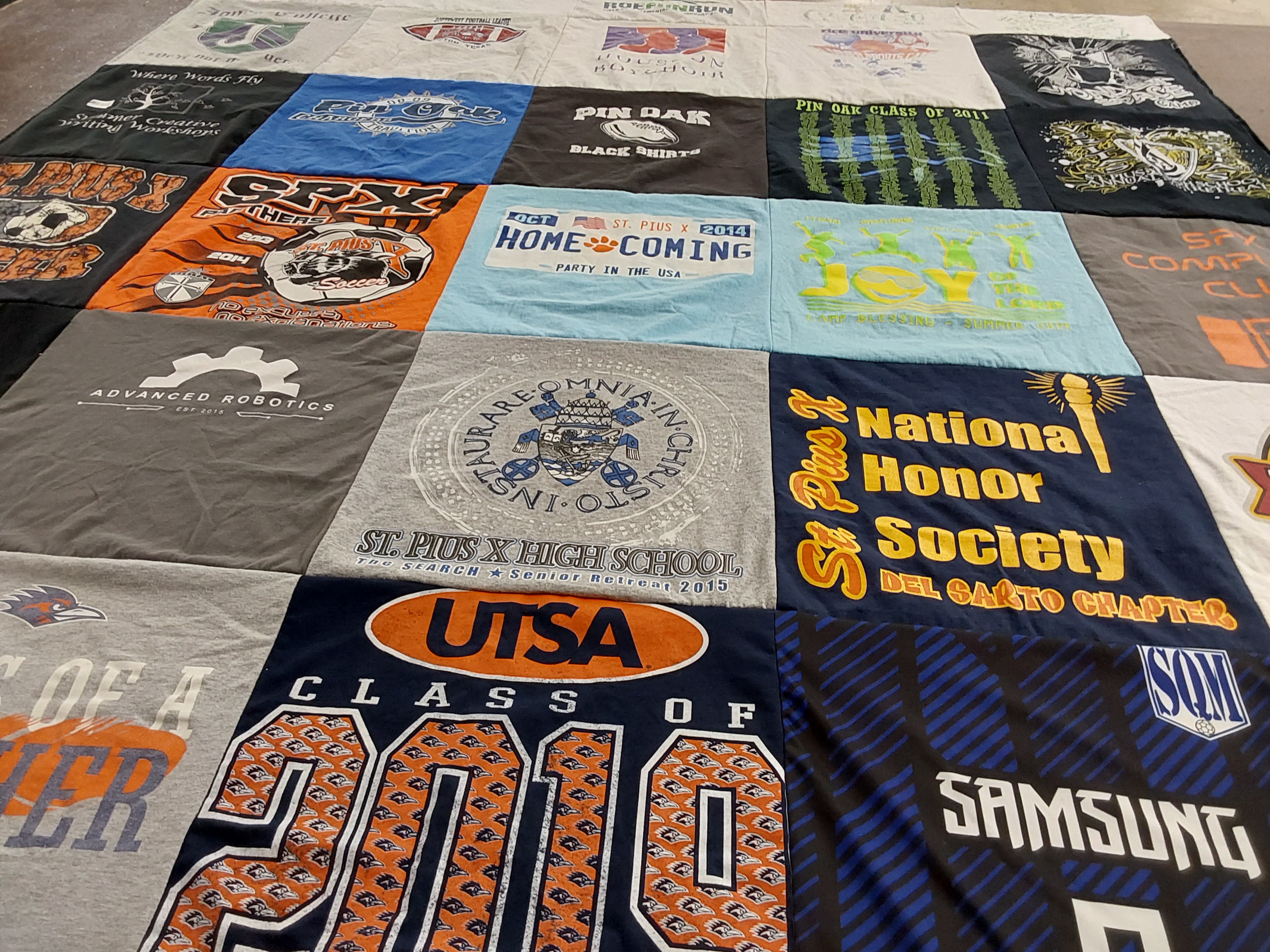 T-shirt quilt featuring the university of texas at san antonio roadrunners by Maribel from TX