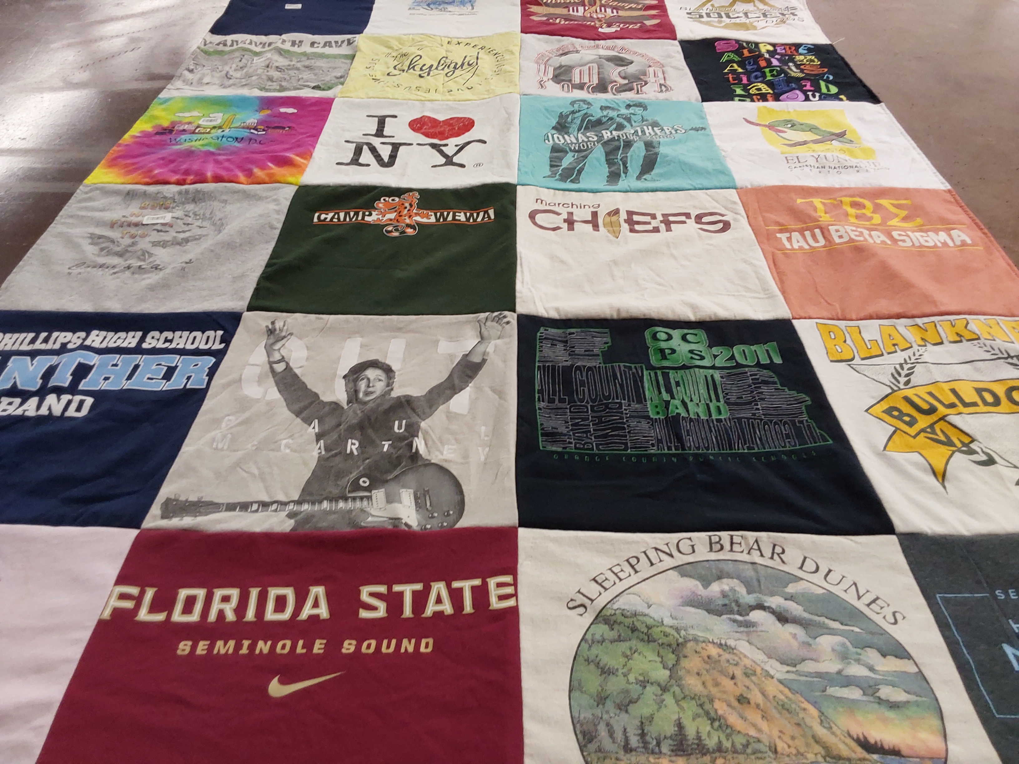 T-shirt quilt featuring marching chiefs by Marion from FL