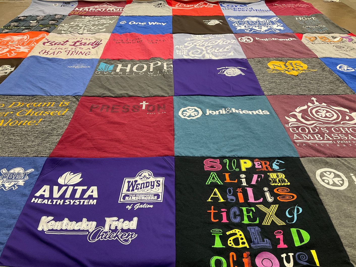 T-shirt quilt with health, food themes by Tamara from OH
