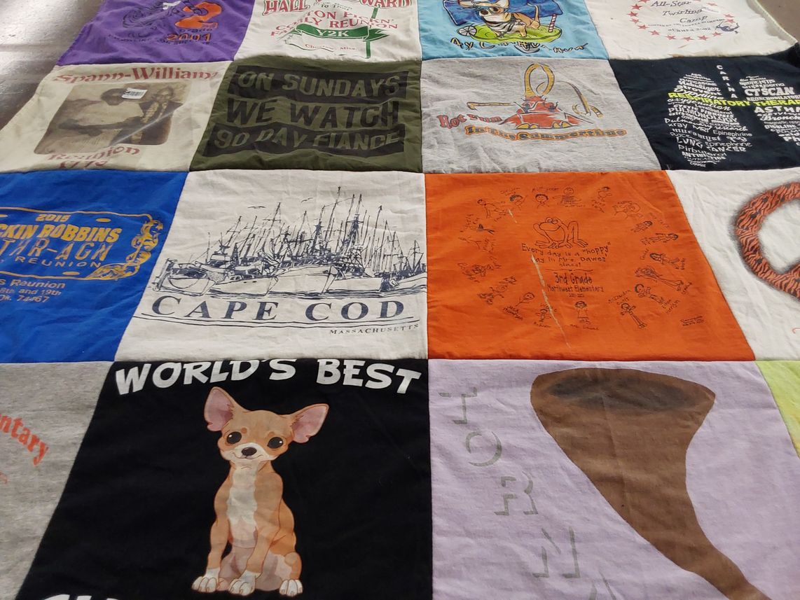 T-shirt quilt with reunion, animals themes by Candice from NE
