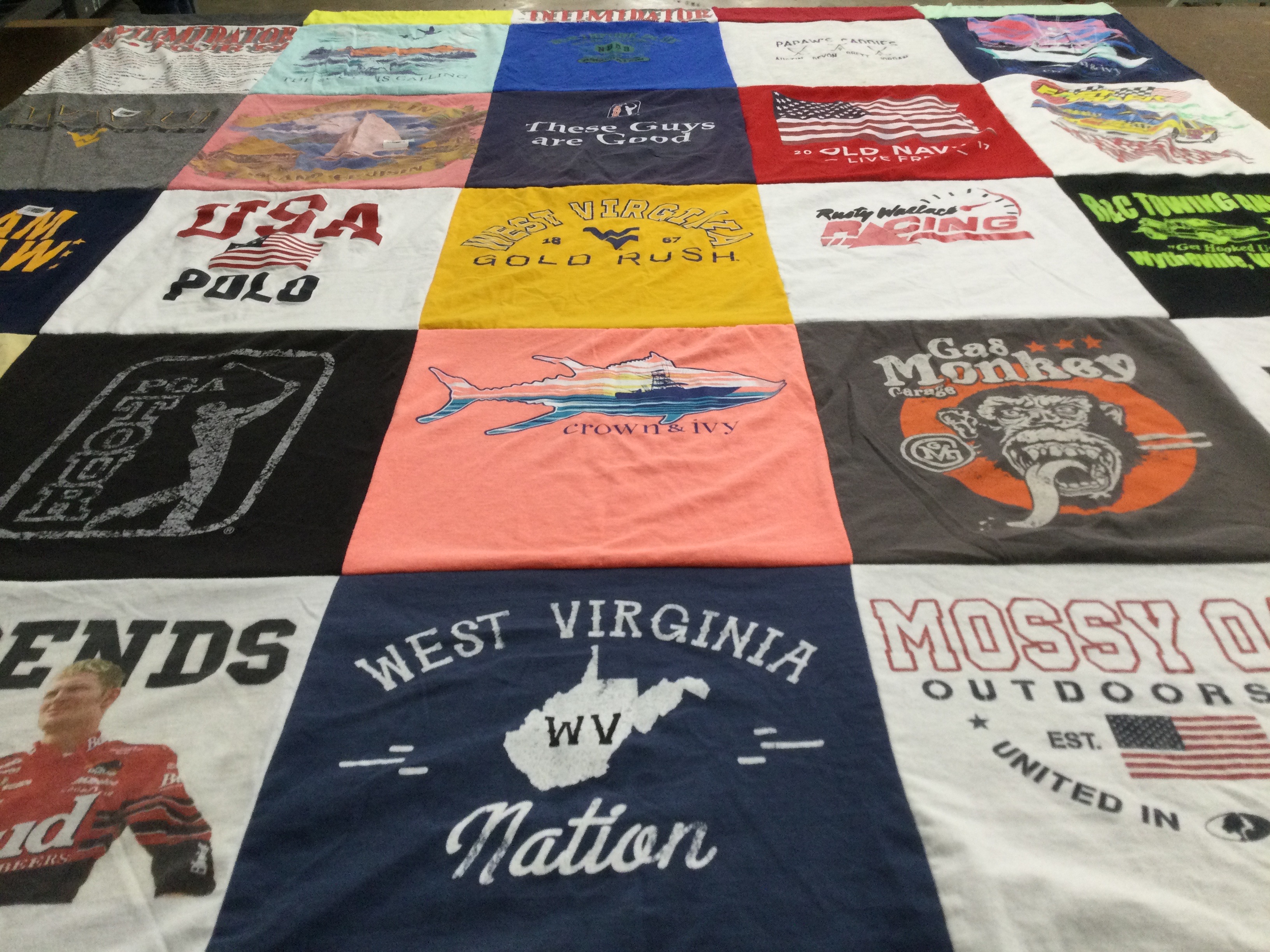 T-shirt quilt with outdoors, sports themes by David from WV