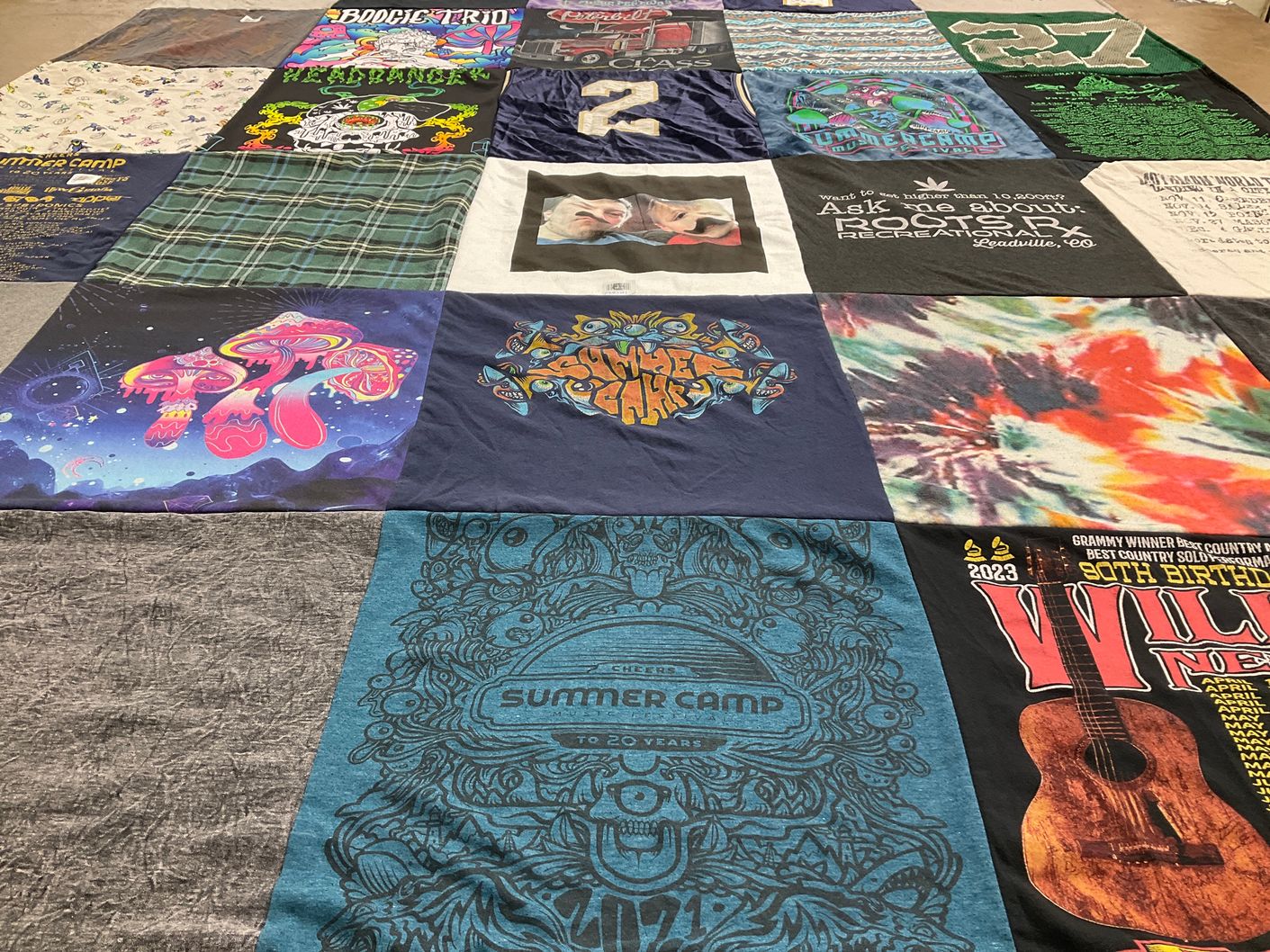 T-shirt quilt with music, festivals themes by Stephanie from MI