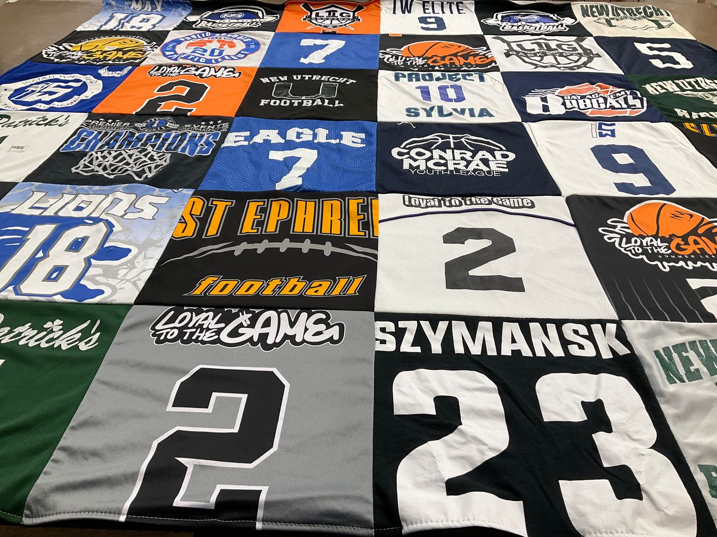 T-shirt quilt from st ephrem's university by Jaime from NY