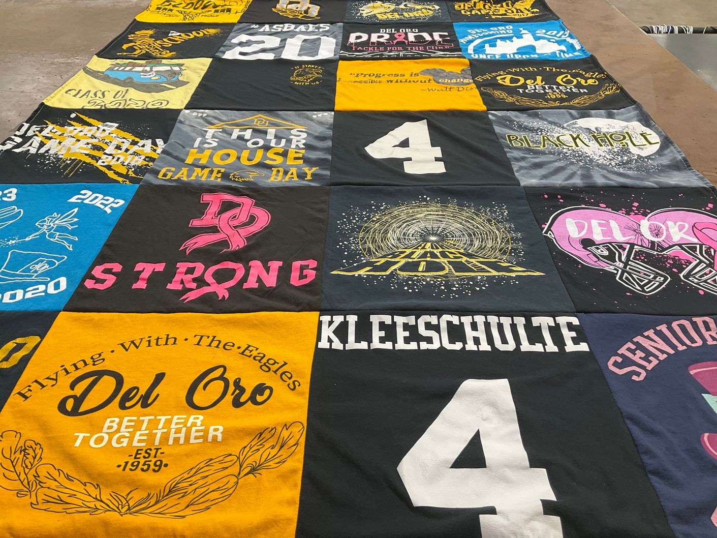 T-shirt quilt from del oro high school by juli from CA