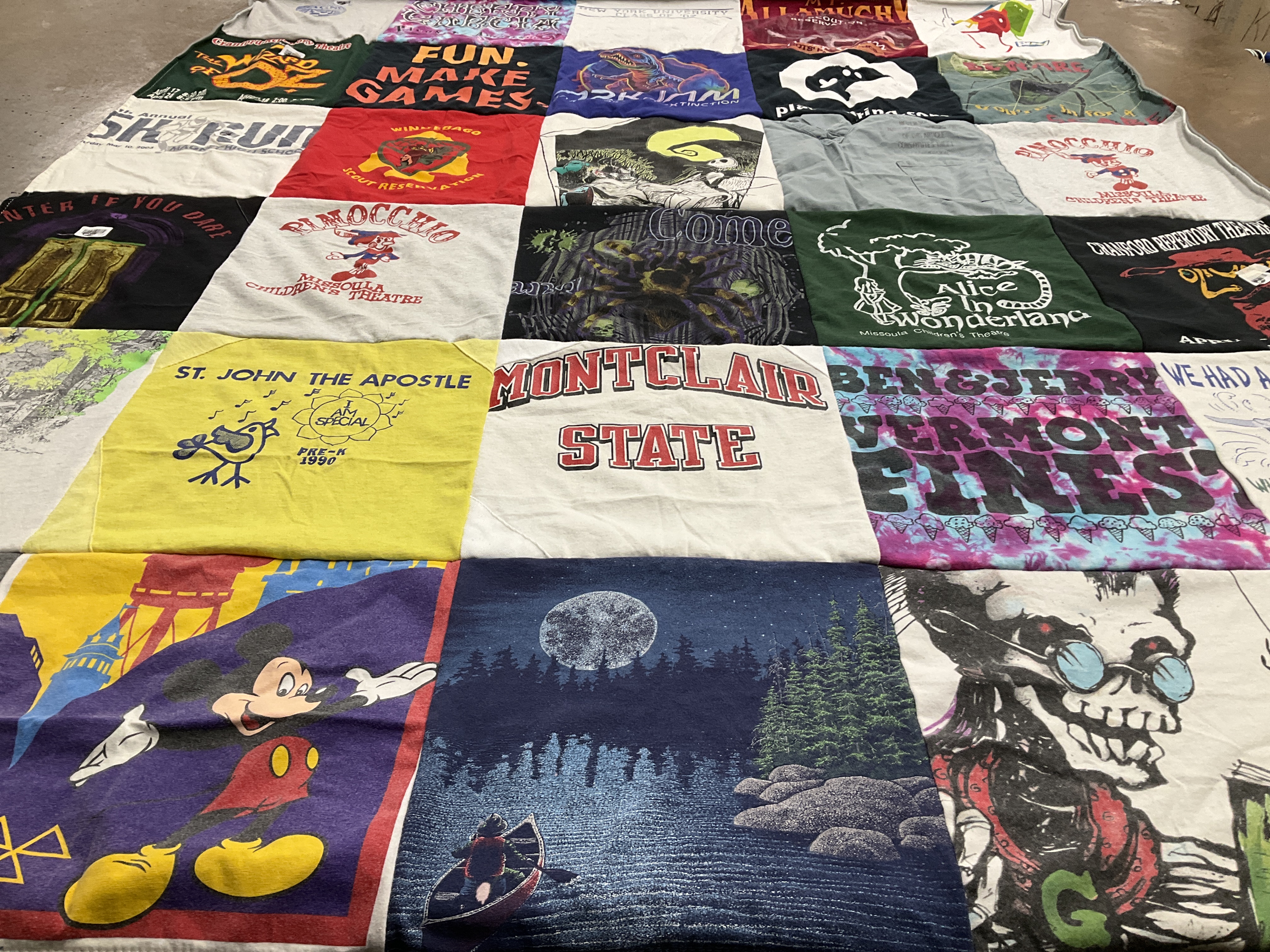 T-shirt quilt from montclair state university by June from NJ