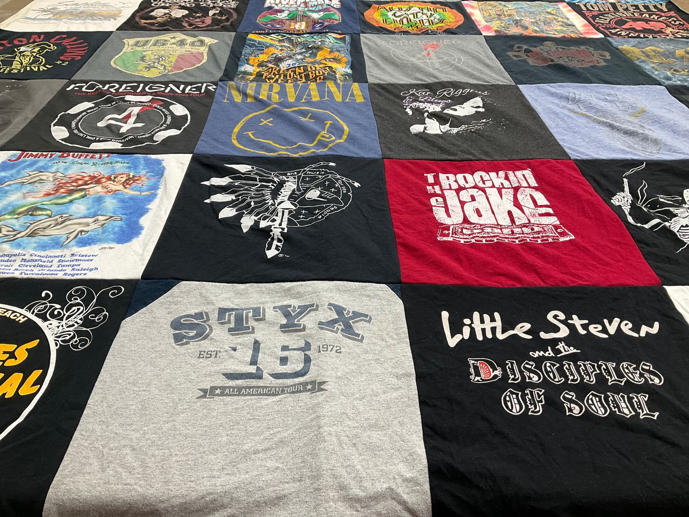 T-shirt quilt with music, concerts themes by DAVID from FL