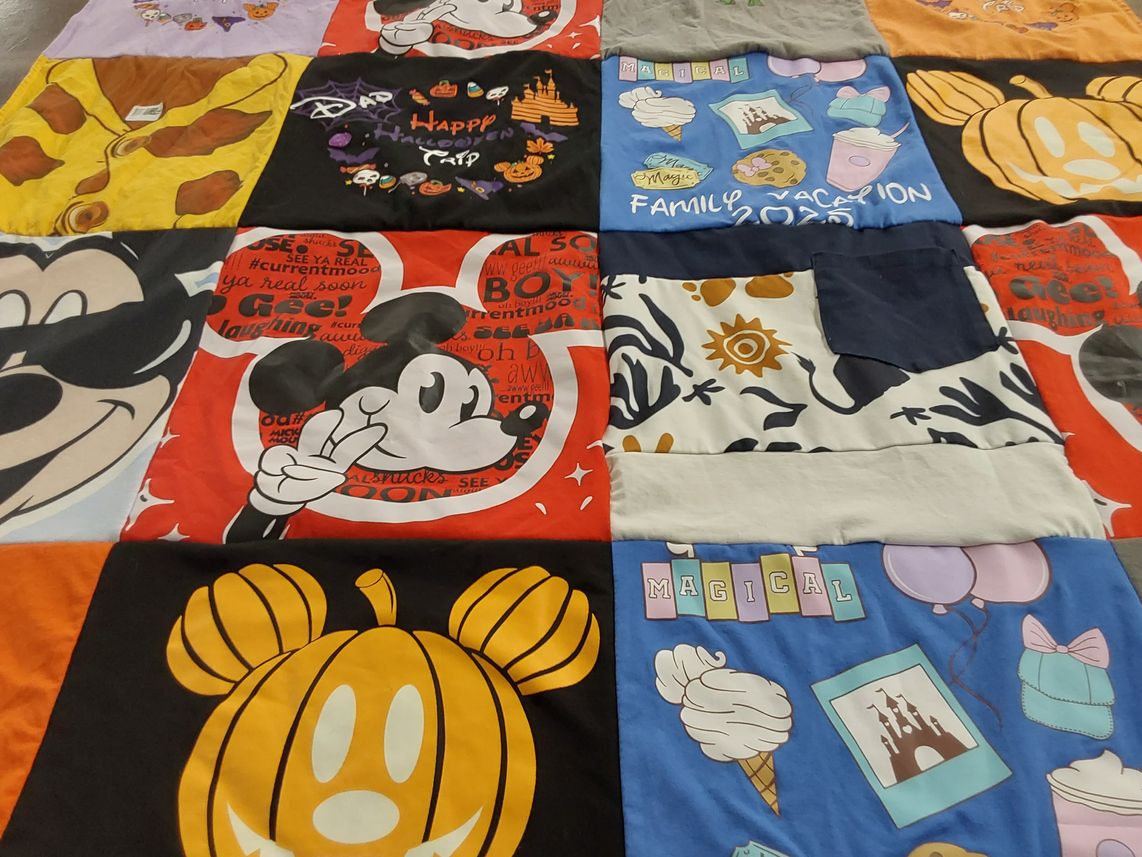 T-shirt quilt with disney, halloween themes by Kelly from PA