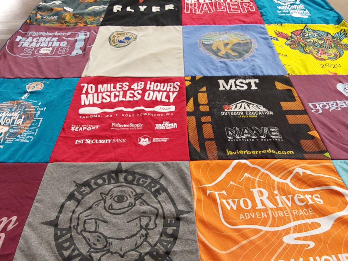 T-shirt quilt with outdoor activities, sports themes by Jason from OR