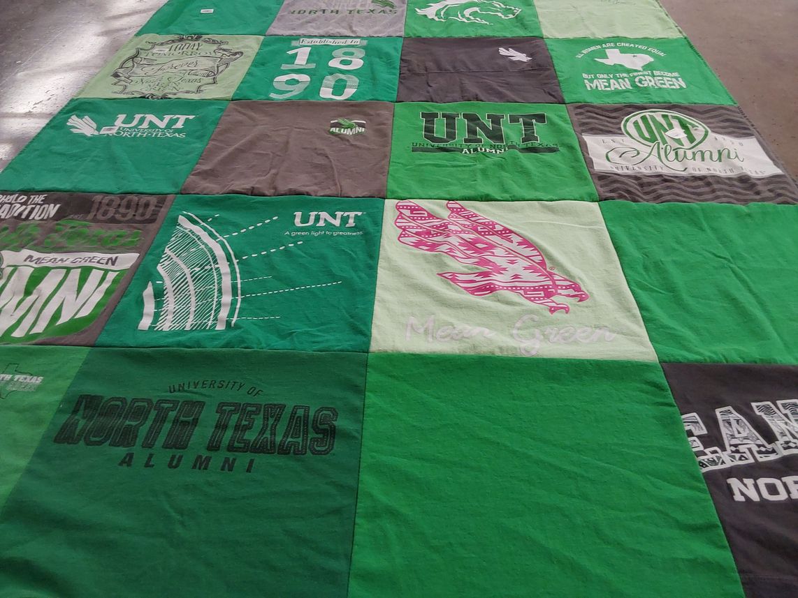T-shirt quilt featuring unt mean green by Diana from TX