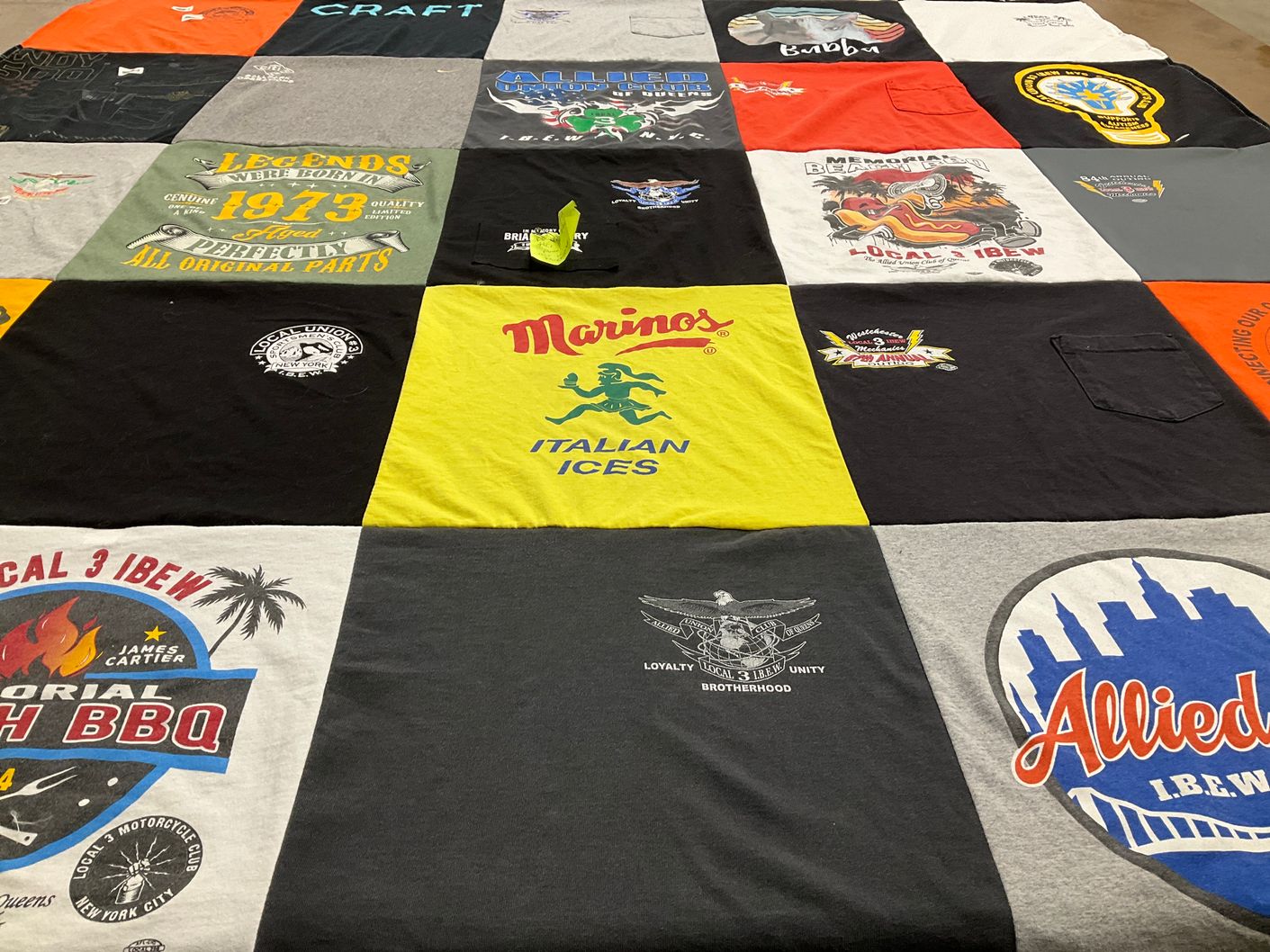 T-shirt quilt with cooking, food themes by Jan from NY