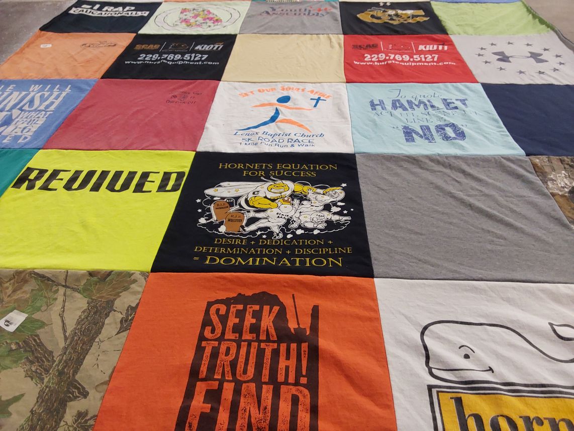 T-shirt quilt featuring hornets by Donald from GA
