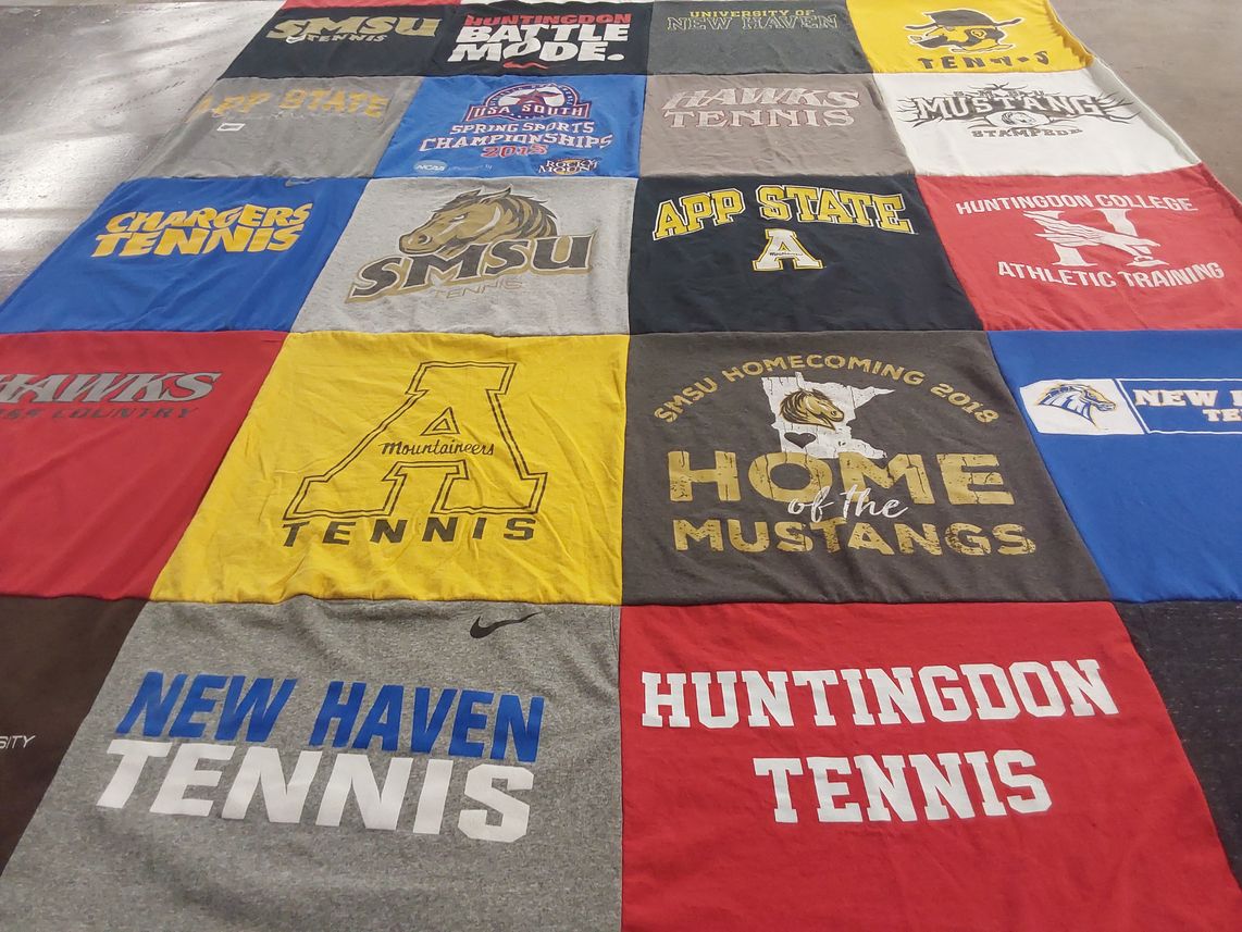 T-shirt quilt featuring southeast missouri state university mustangs, southeast missouri state university chargers by Hannah from NC