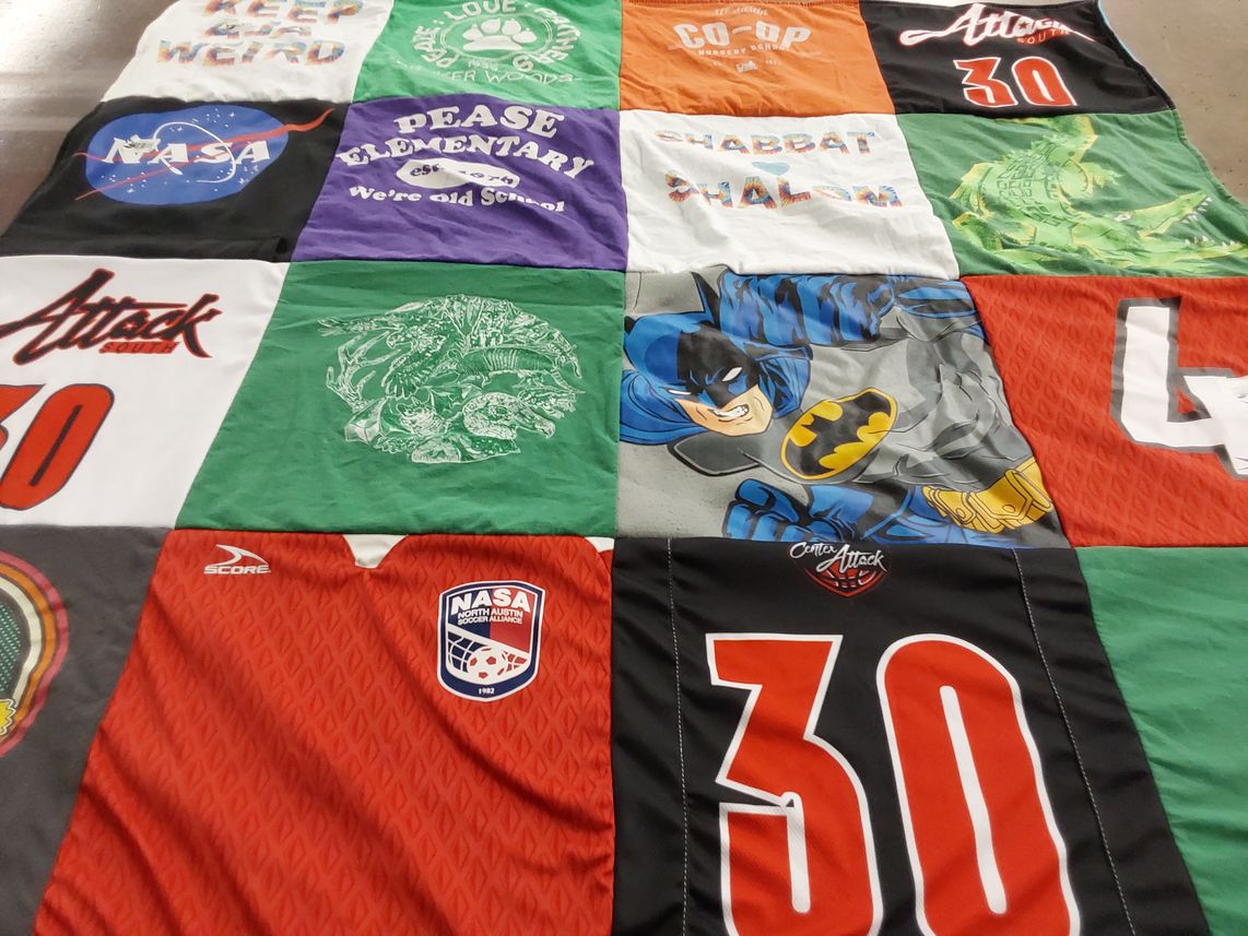 T-shirt quilt featuring north austin soccer association by Lisa from TX